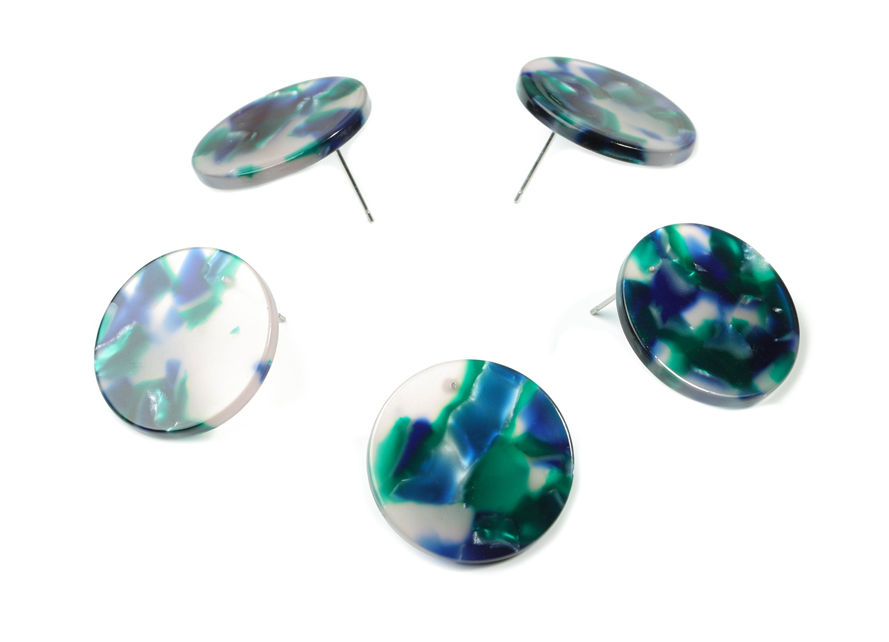 Acetate Round Earring Stud - Circle Earring Post - Earring Post - Jewelry Supplies - Color Code: A18 - 24.74x24.74x2.45mm - AC1813-A18 - DOMEDBAZAAR