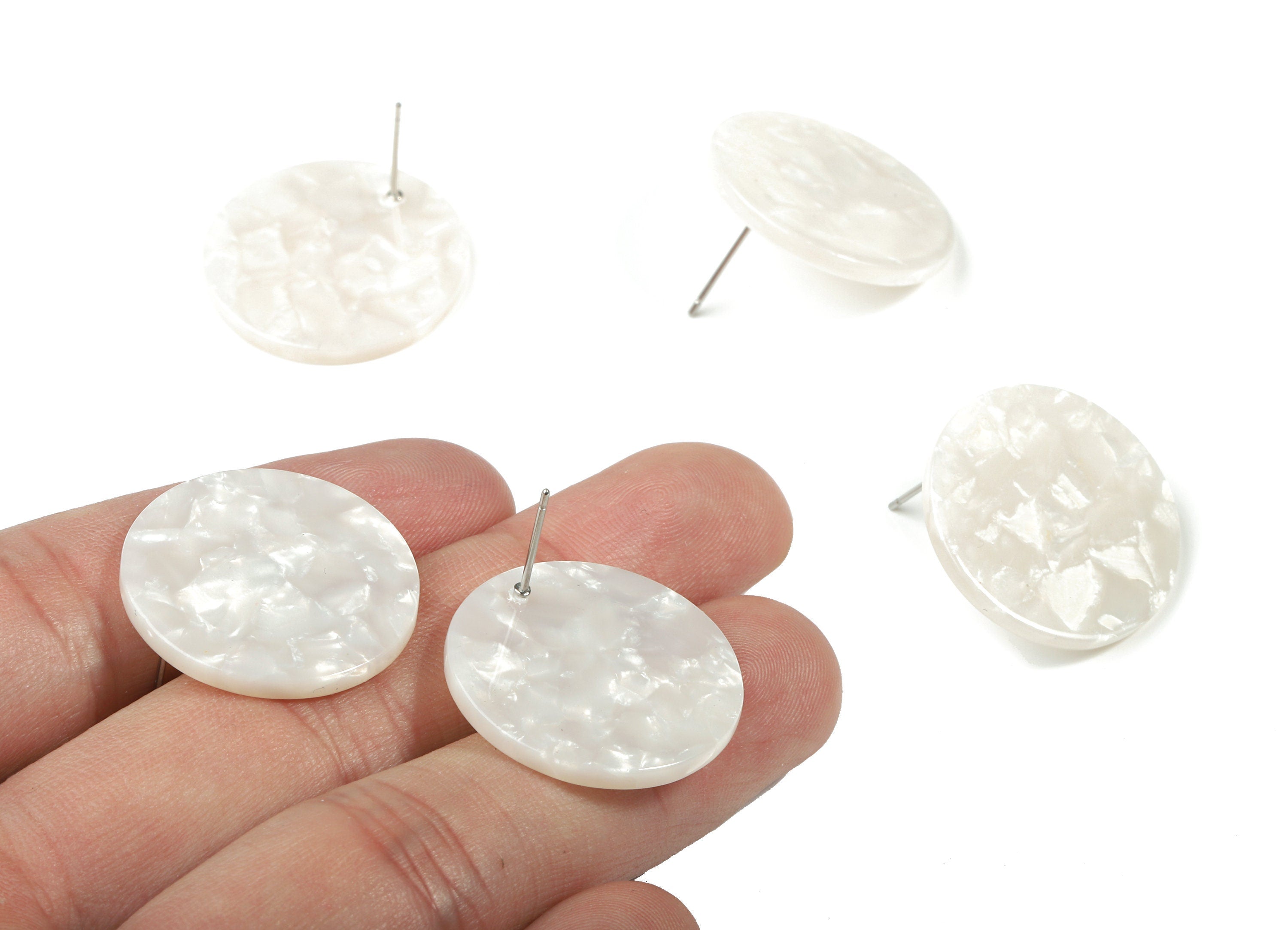 Acetate Round Earring Stud - Circle Earring Post - Earring Post - Jewelry Supplies - Color Code: A12 - 24.71x24.71x2.39mm - AC1813-A12 - DOMEDBAZAAR