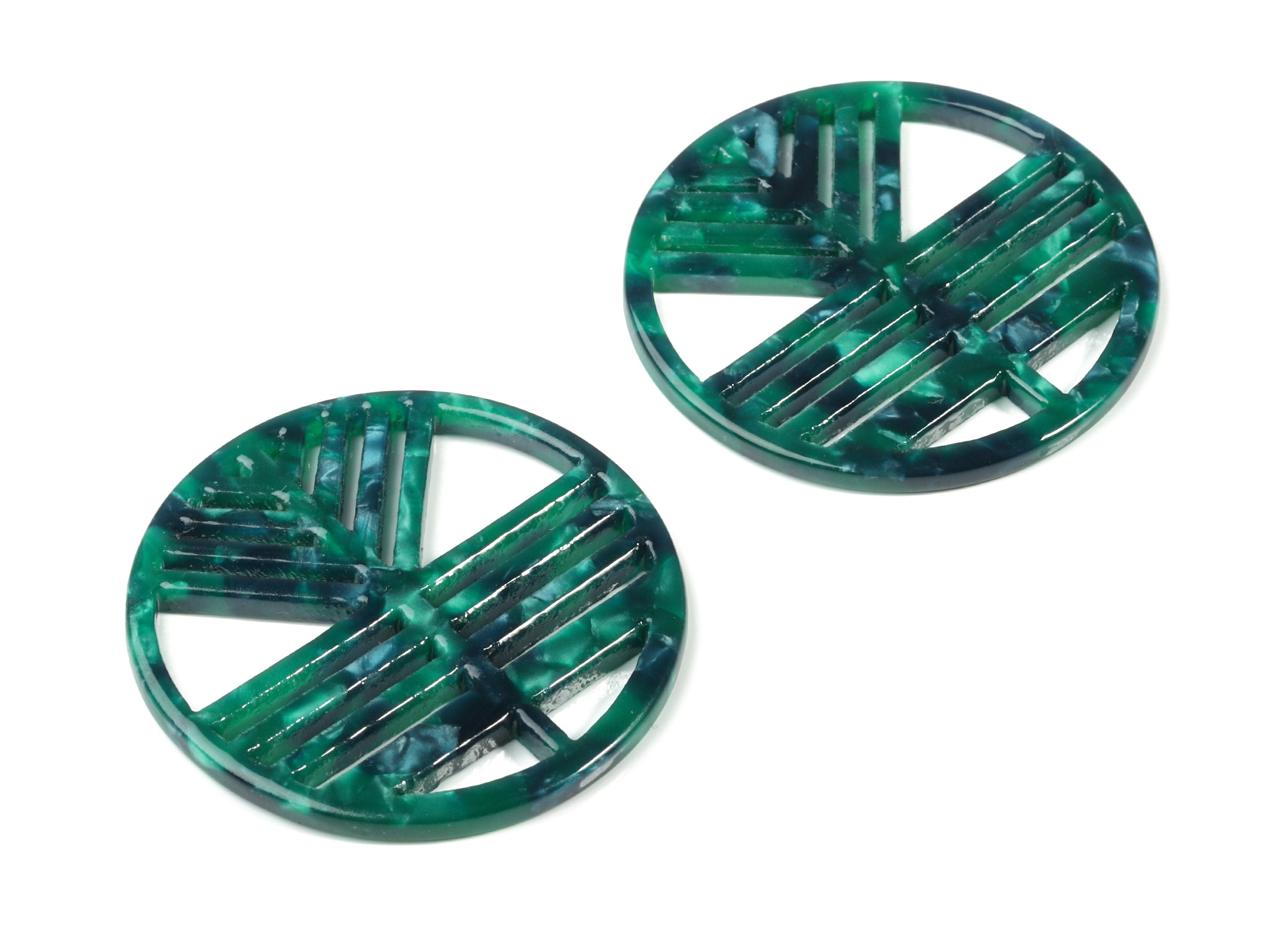 Acetate Geometric Charms - Round Earring Charm - Earring Findings - Jewelry Supplies - Color Code:A13 - 39.58x39.58x2.84mm - AC1820-A13 - DOMEDBAZAAR