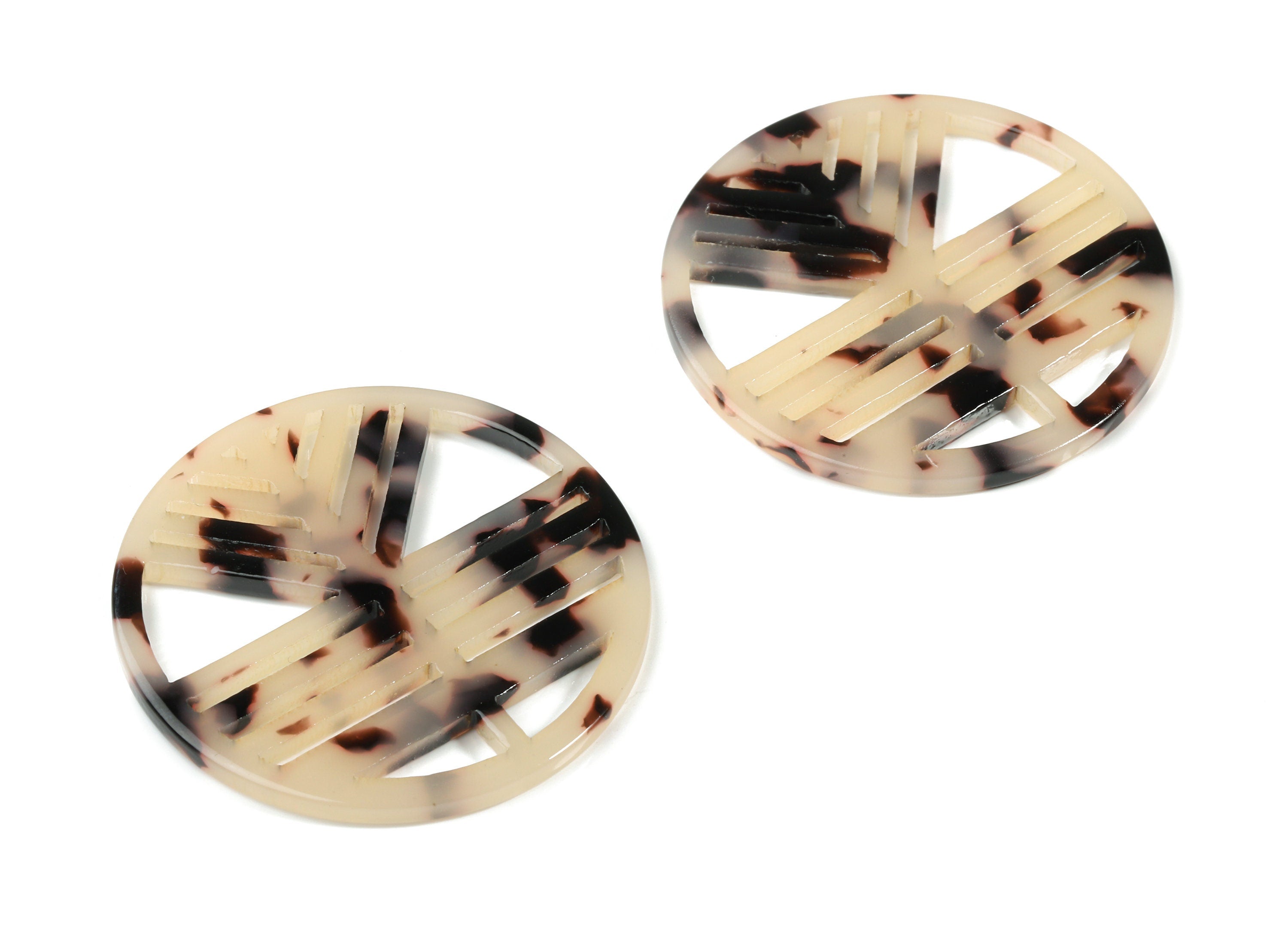 Acetate Geometric Charms - Round Earring Charm - Blonde Tortoise Shell - Earring Findings - Color Code:A07 - 39.61x39.61x2.66mm - AC1820-A07 - DOMEDBAZAAR