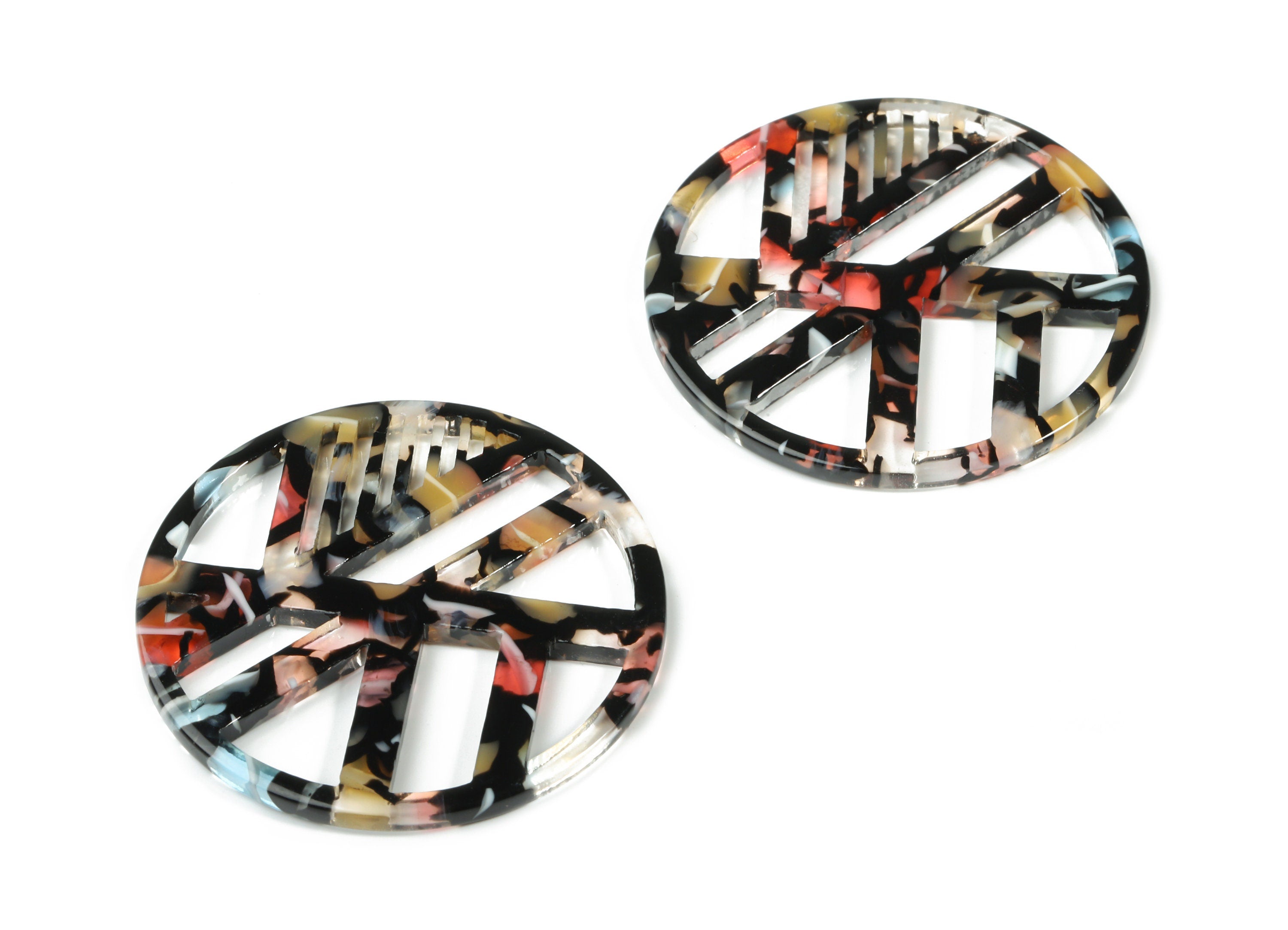 Acetate Geometric Charms - Round Earring Charm - Earring Findings - Jewelry Supplies - Color Code:A343 - 39.4x39.4x2.45mm - AC1819-A343 - DOMEDBAZAAR
