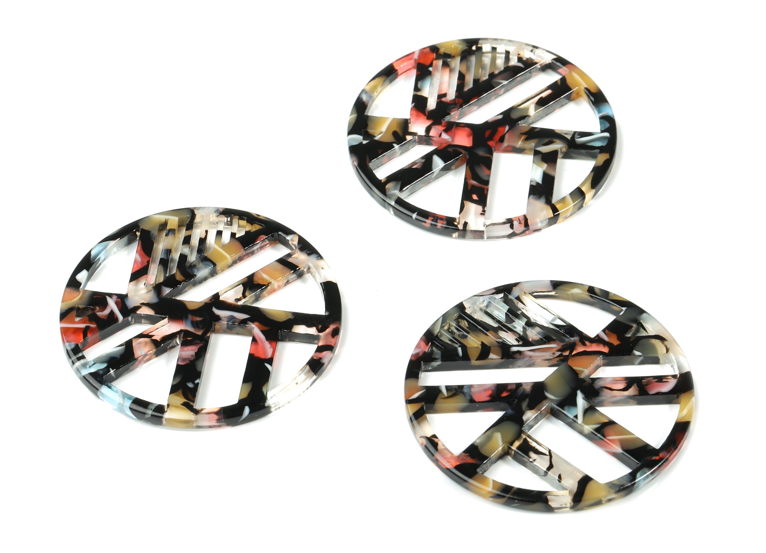 Acetate Geometric Charms - Round Earring Charm - Earring Findings - Jewelry Supplies - Color Code:A343 - 39.4x39.4x2.45mm - AC1819-A343 - DOMEDBAZAAR