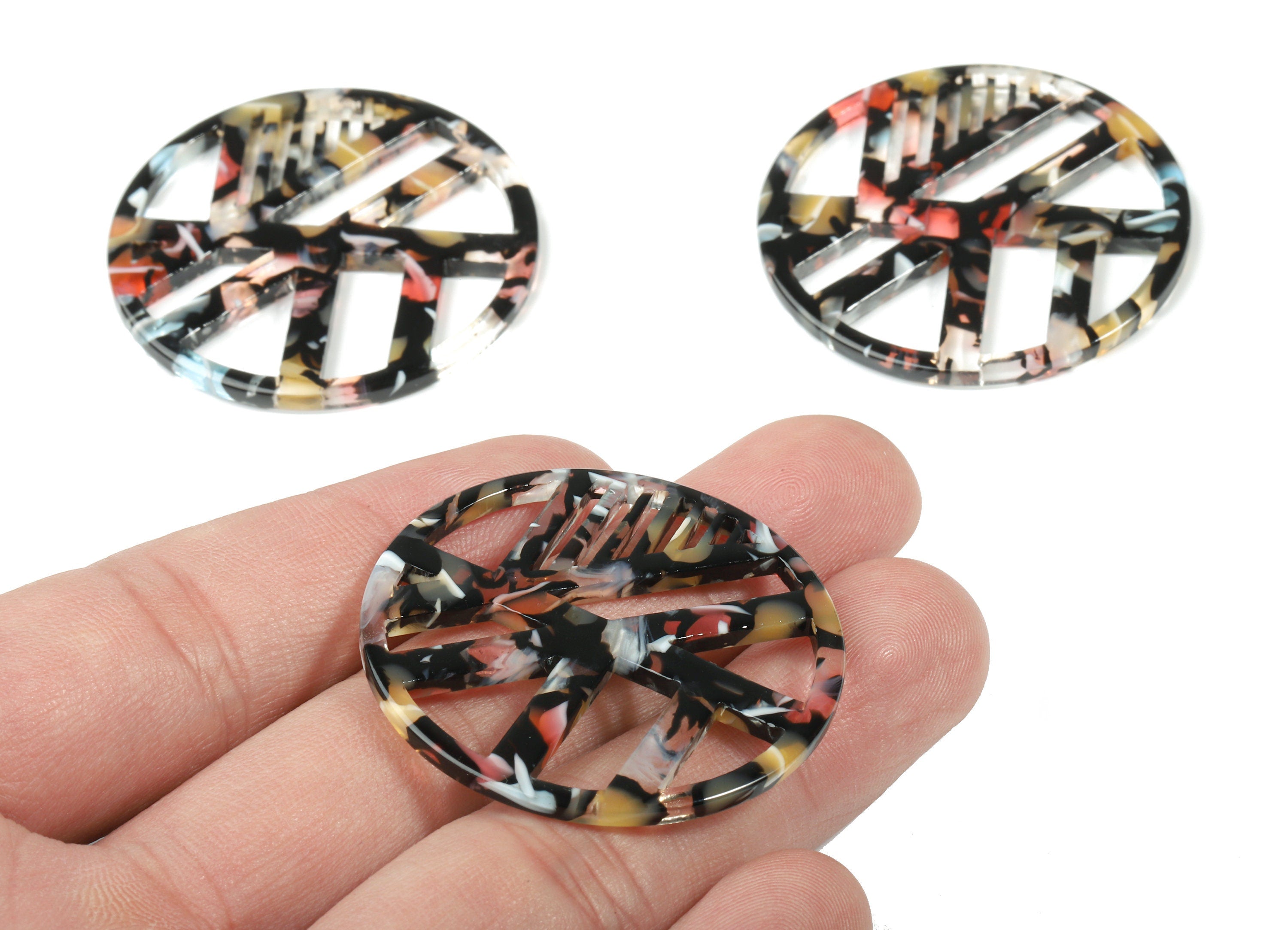 Acetate Geometric Charms - Round Earring Charm - Earring Findings - Jewelry Supplies - Color Code:A343 - 39.4x39.4x2.45mm - AC1819-A343 - DOMEDBAZAAR