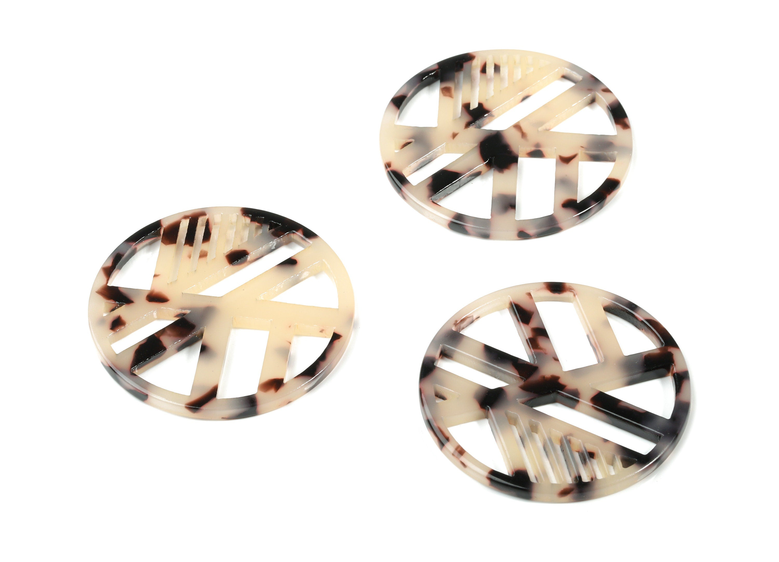 Acetate Geometric Charms - Round Earring Charm - Blonde Tortoise Shell - Earring Findings - Color Code:A07 - 39.32x39.32x2.81mm - AC1819-A07 - DOMEDBAZAAR