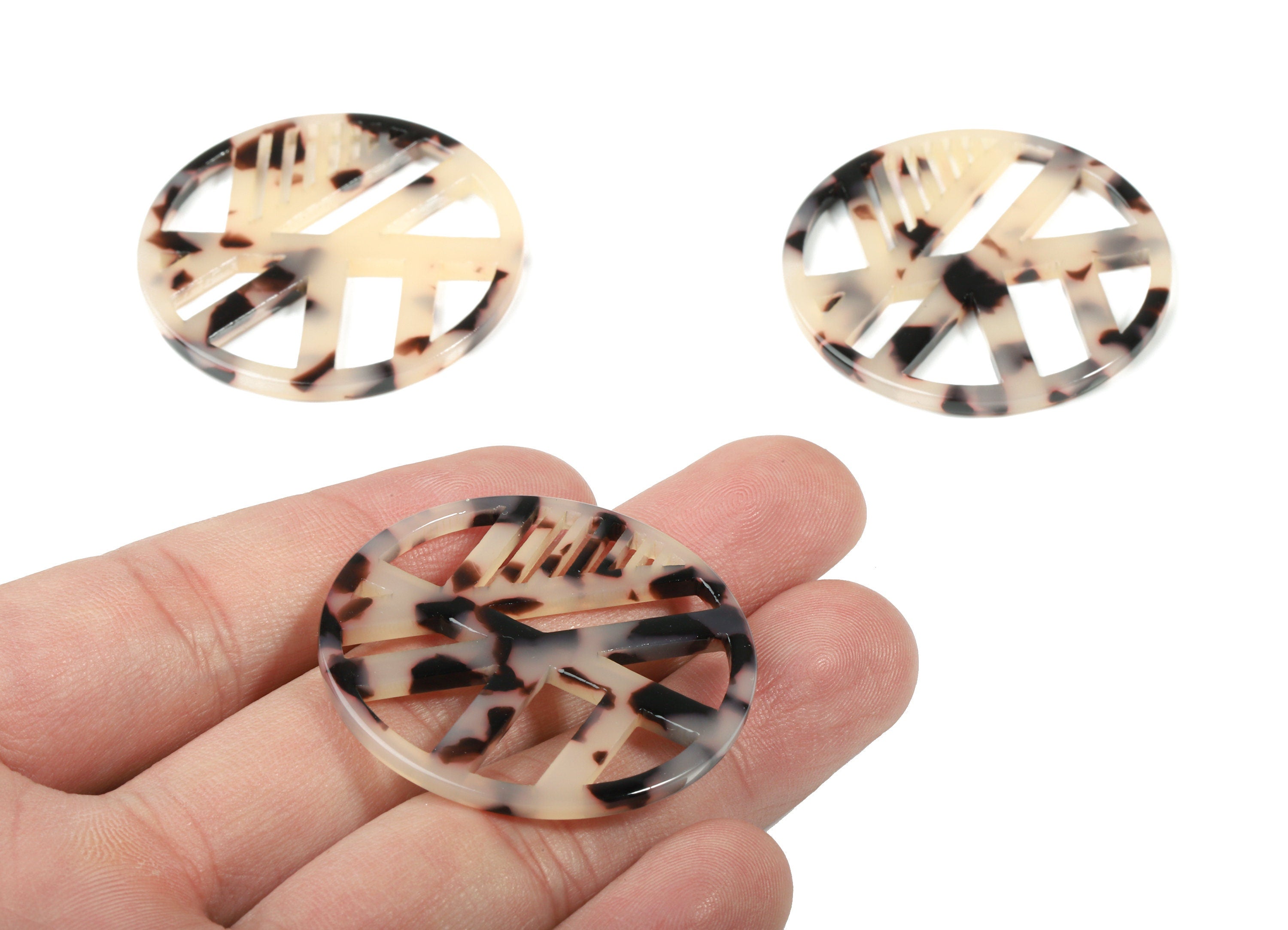 Acetate Geometric Charms - Round Earring Charm - Blonde Tortoise Shell - Earring Findings - Color Code:A07 - 39.32x39.32x2.81mm - AC1819-A07 - DOMEDBAZAAR