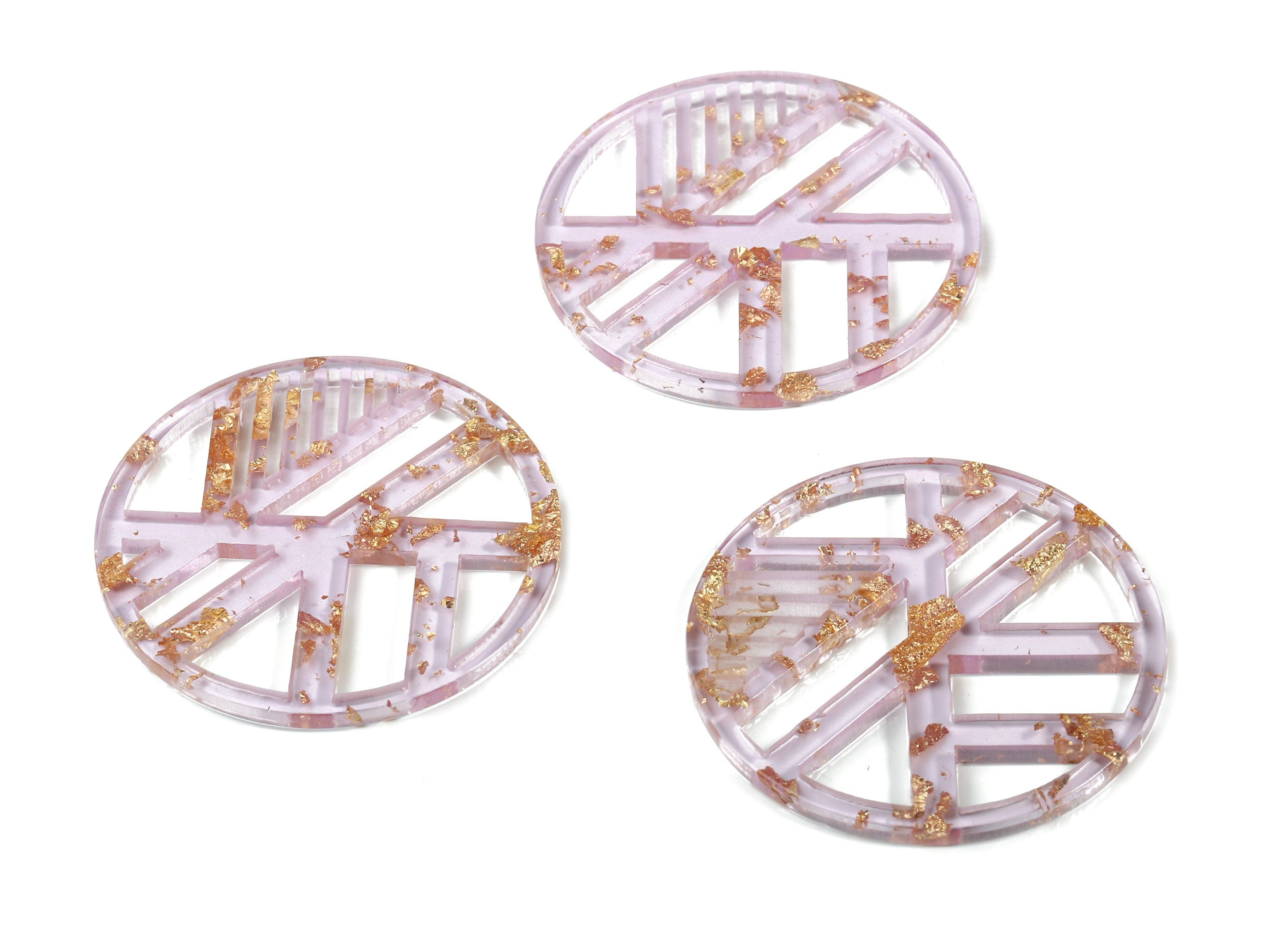 Acrylic Geometric Charms - Round Earring Charm - Gold Confetti - Jewelry Supplies - Color Code:A293 - 39.7x39.7x2.6mm - AC1819-A293 - DOMEDBAZAAR
