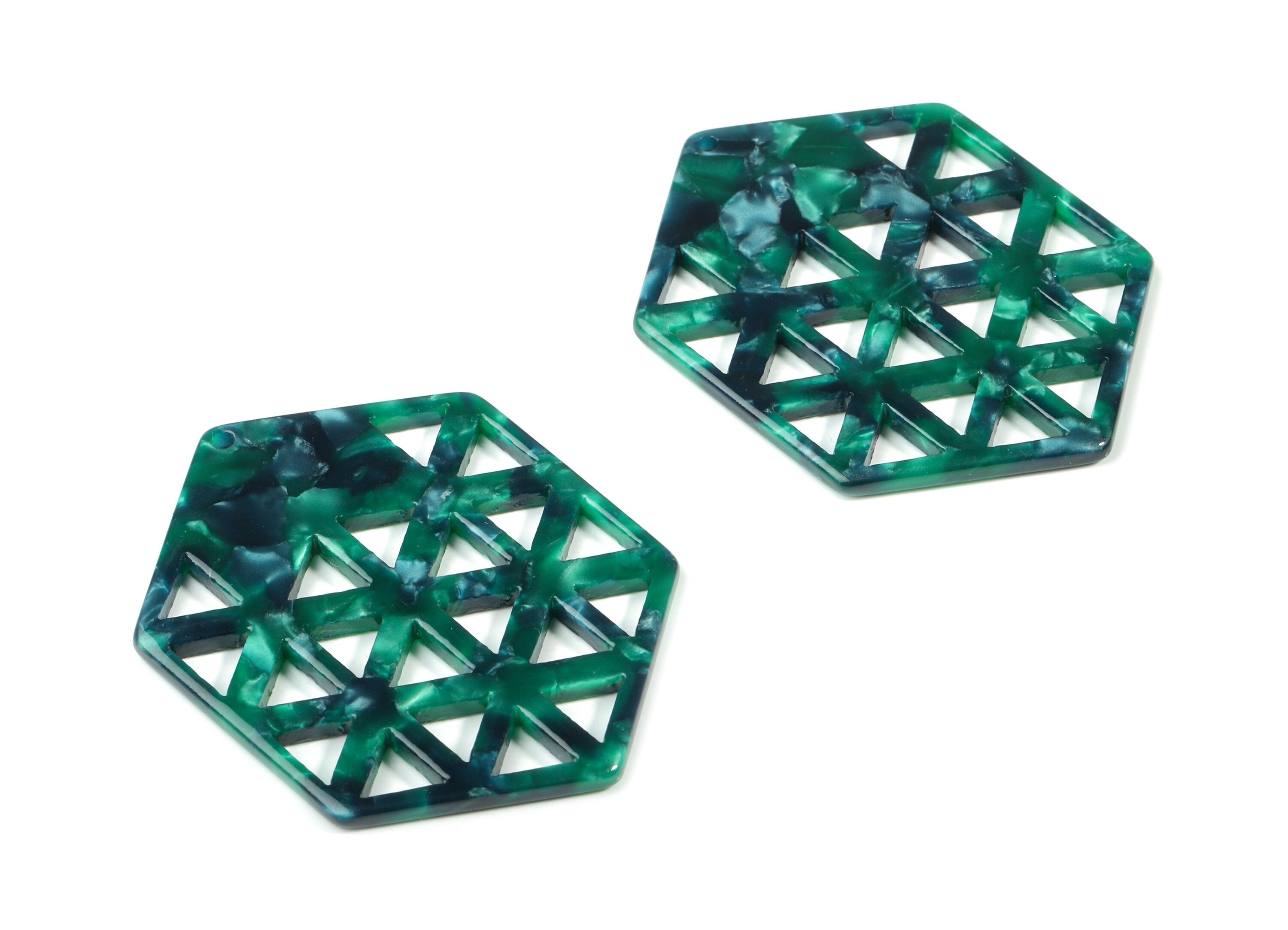 Acetate Hexagon Earring Charm - Honeycomb Pendant - Earring Findings - Jewelry Supplies - Color Code:A13 - 52.26x39.65x2.67mm- AC1821-A13 - DOMEDBAZAAR