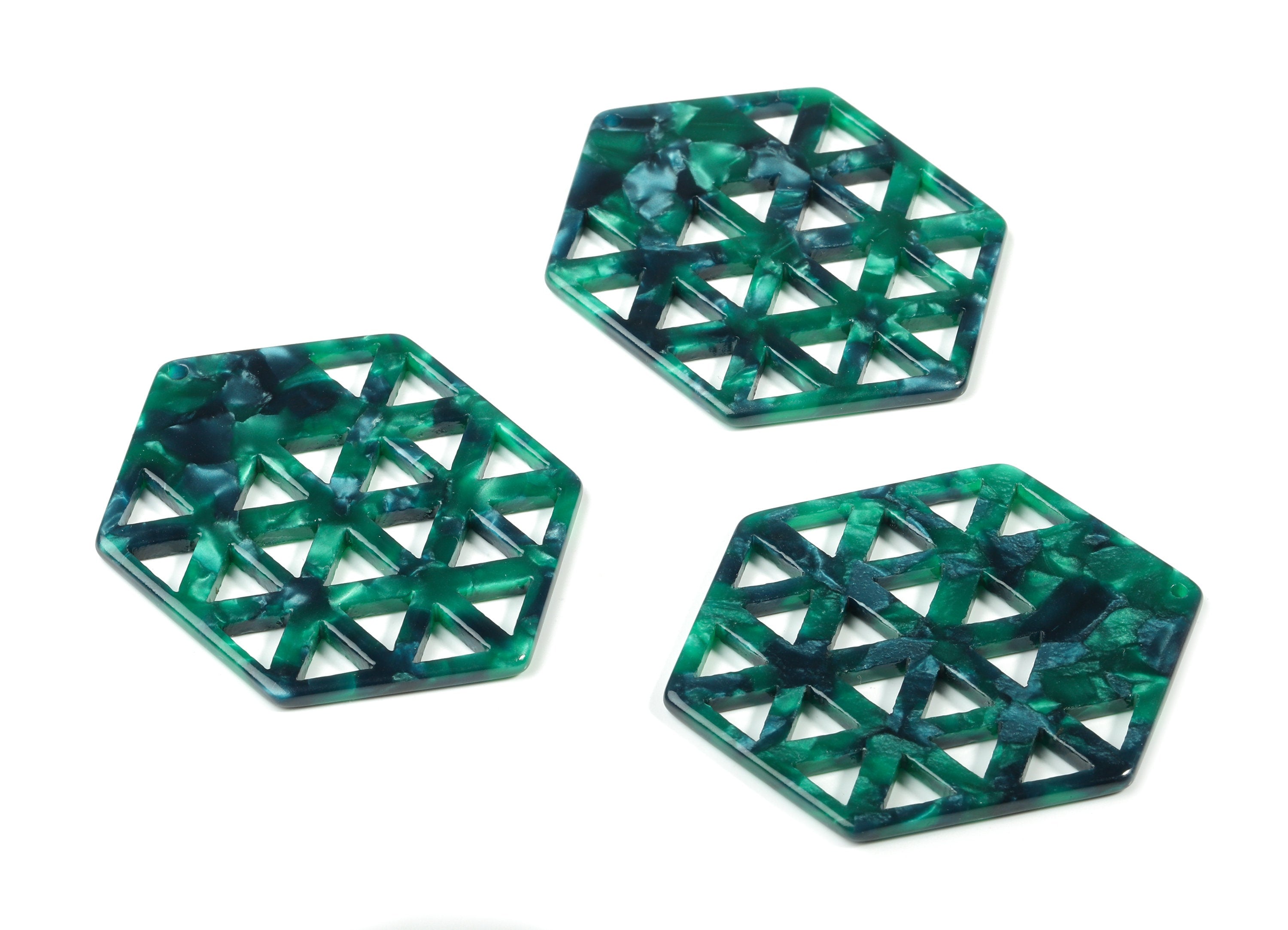 Acetate Hexagon Earring Charm - Honeycomb Pendant - Earring Findings - Jewelry Supplies - Color Code:A13 - 52.26x39.65x2.67mm- AC1821-A13 - DOMEDBAZAAR