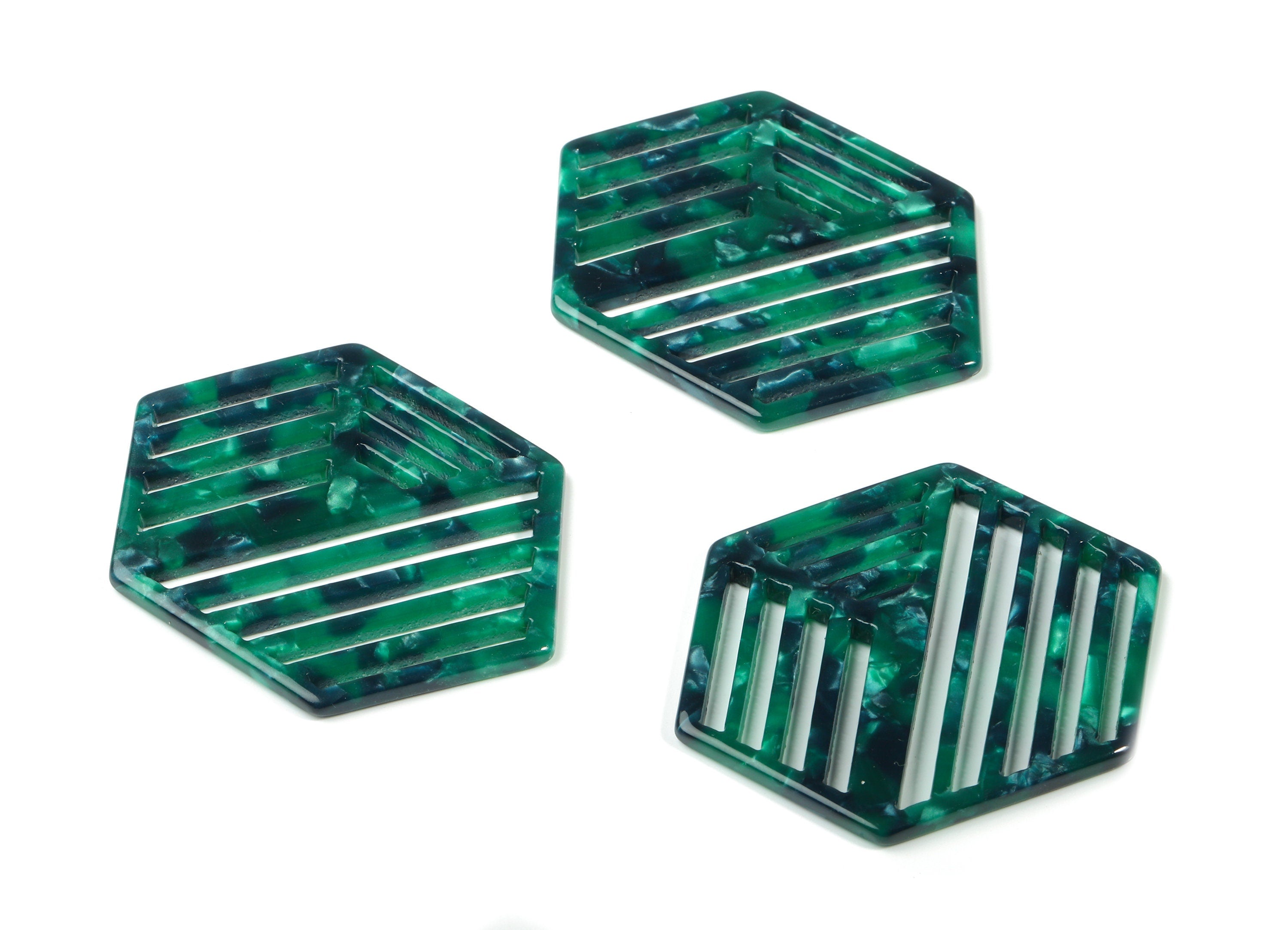 Acetate Hexagon Earring Charm - Hexagon Pendant - Earring  Findings - Jewelry Supplies - Color Code:A13 - 52.08x39.39x2.73mm - AC1822-A13 - DOMEDBAZAAR