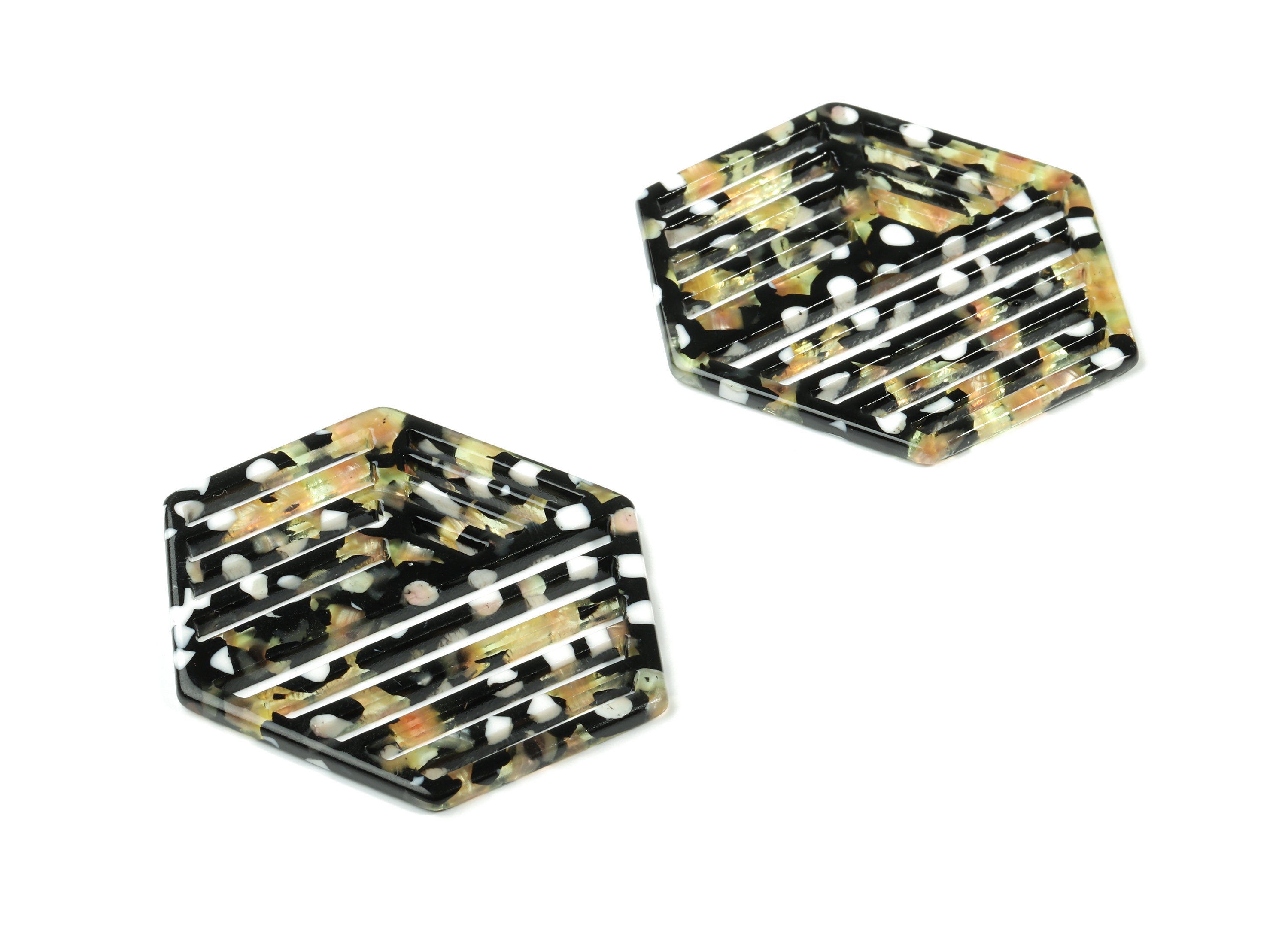 Acetate Hexagon Earring Charm - Hexagon Pendant - Earring  Findings - Jewelry Supplies - Color Code:A193 - 52x38.94x2.62mm - AC1822-A193 - DOMEDBAZAAR