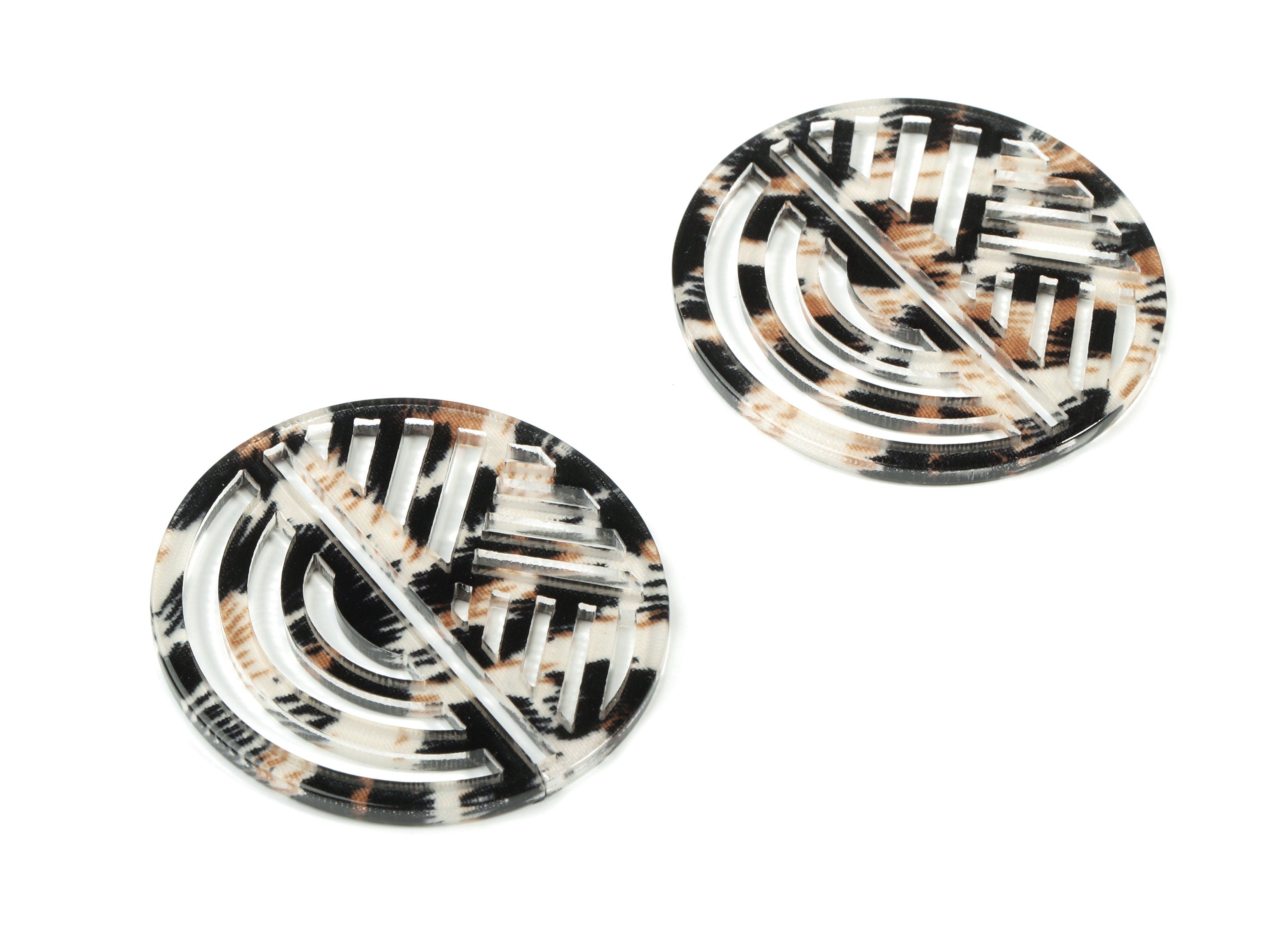 Acrylic Oval Earring Charms - Geometric Pendant - Earring Findings - Jewelry Supplies - Color Code:A266 - 42.68x39.61x2.19mm - AC1824-A266 - DOMEDBAZAAR