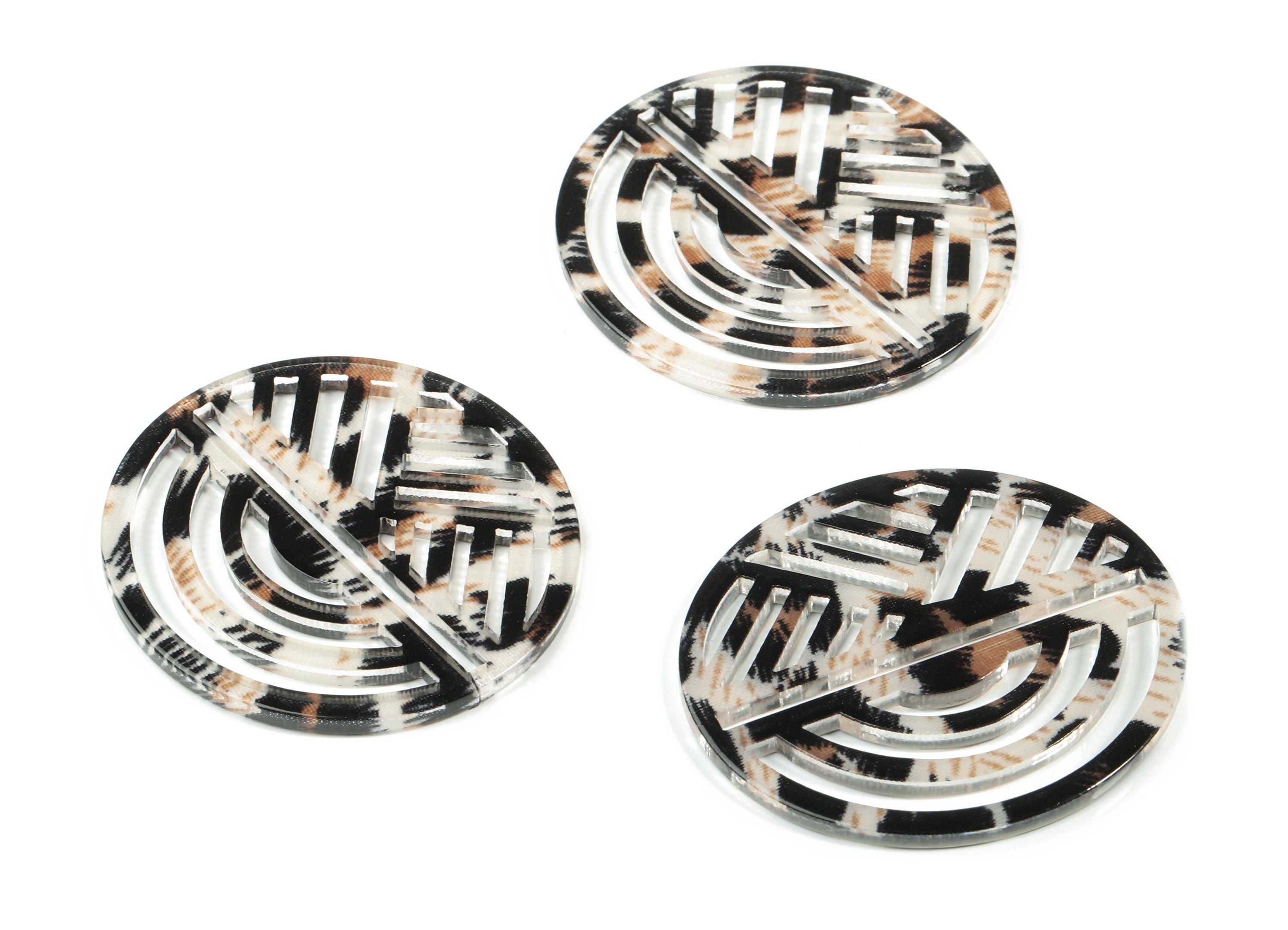 Acrylic Oval Earring Charms - Geometric Pendant - Earring Findings - Jewelry Supplies - Color Code:A266 - 42.68x39.61x2.19mm - AC1824-A266 - DOMEDBAZAAR