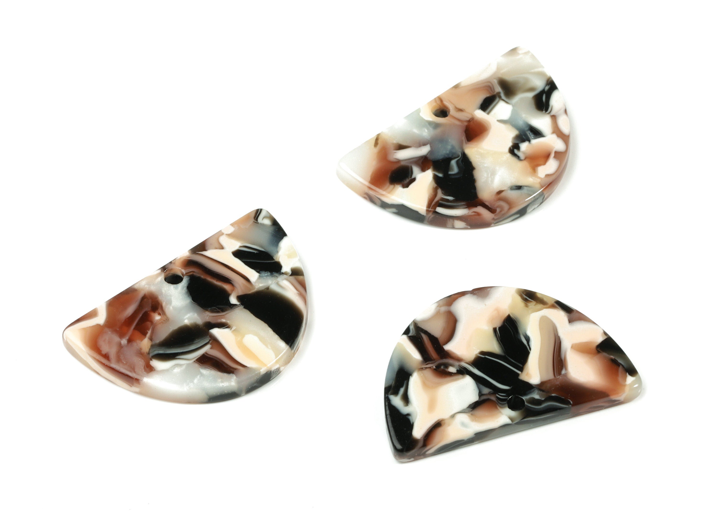 Acetate D Earring Charms - Half Moon Pendant - Earring Findings - Jewelry Supplies - Color Code: A51 - 24.63x16.21x2.5mm - AC1058-A51 - DOMEDBAZAAR