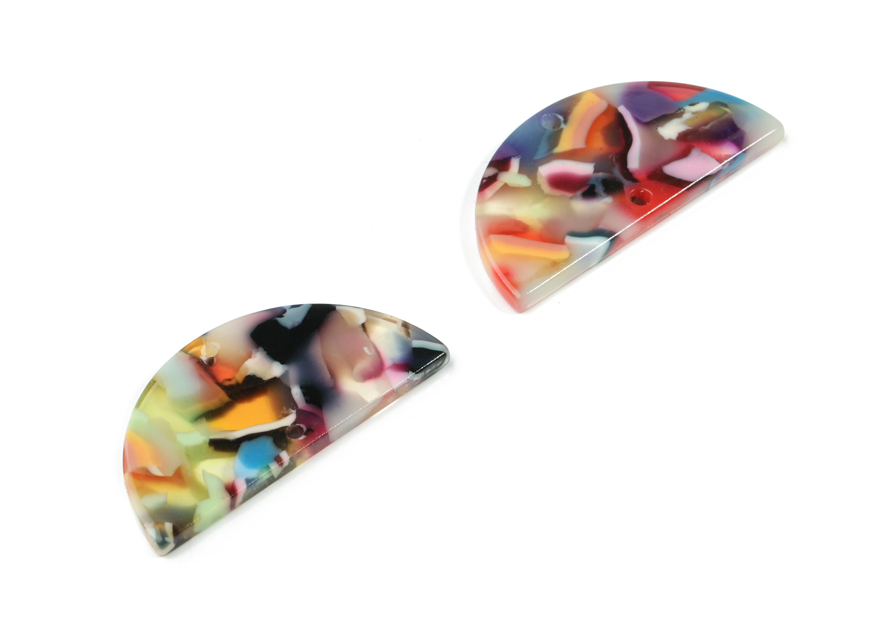 Acetate Semicircle Connectors - Half Moon Connector - Earring Findings - 2 Holes - Color Code: A21 - 36.13x17.84x2.8mm - AC1795-A21 - DOMEDBAZAAR