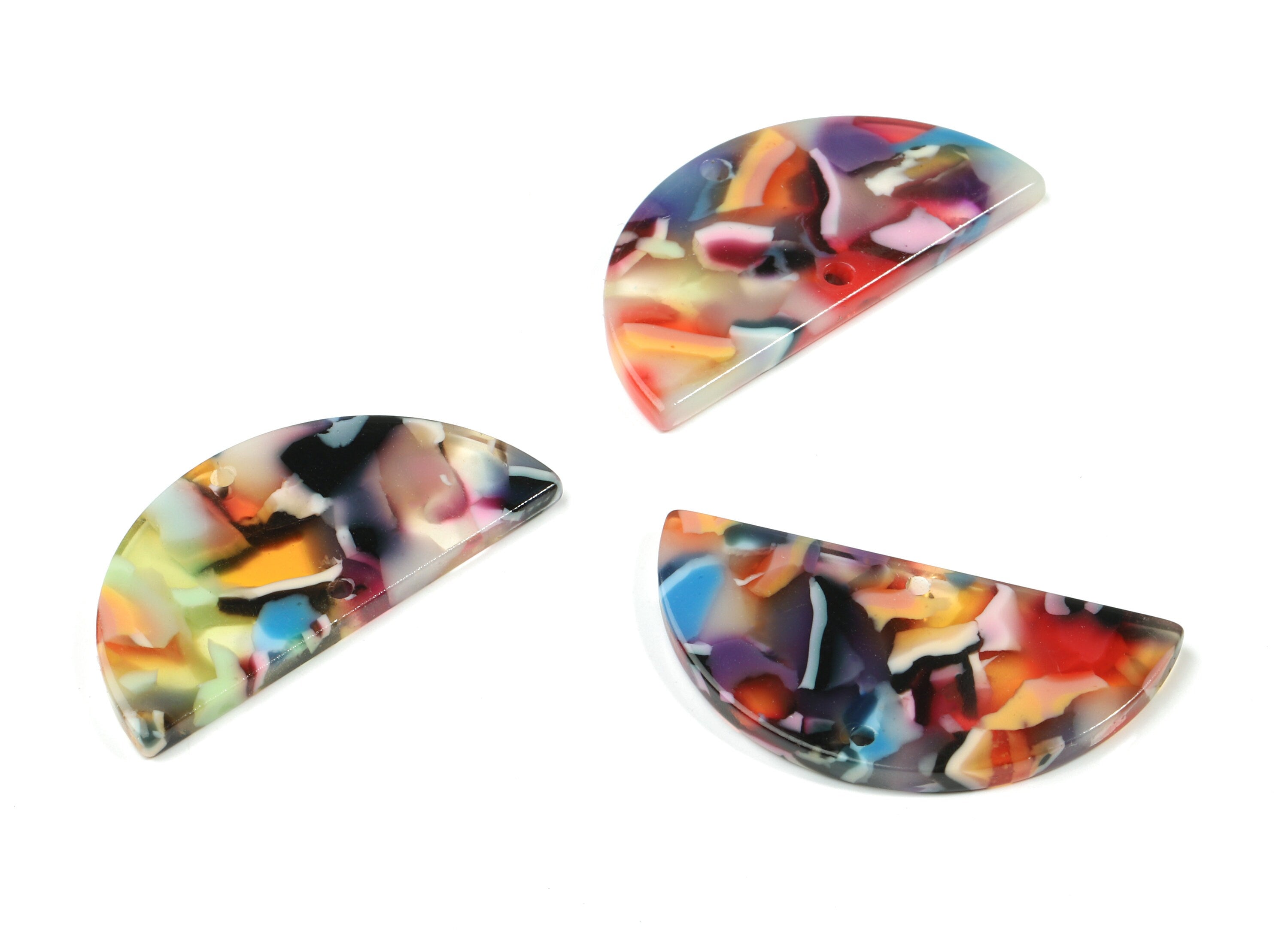 Acetate Semicircle Connectors - Half Moon Connector - Earring Findings - 2 Holes - Color Code: A21 - 36.13x17.84x2.8mm - AC1795-A21 - DOMEDBAZAAR