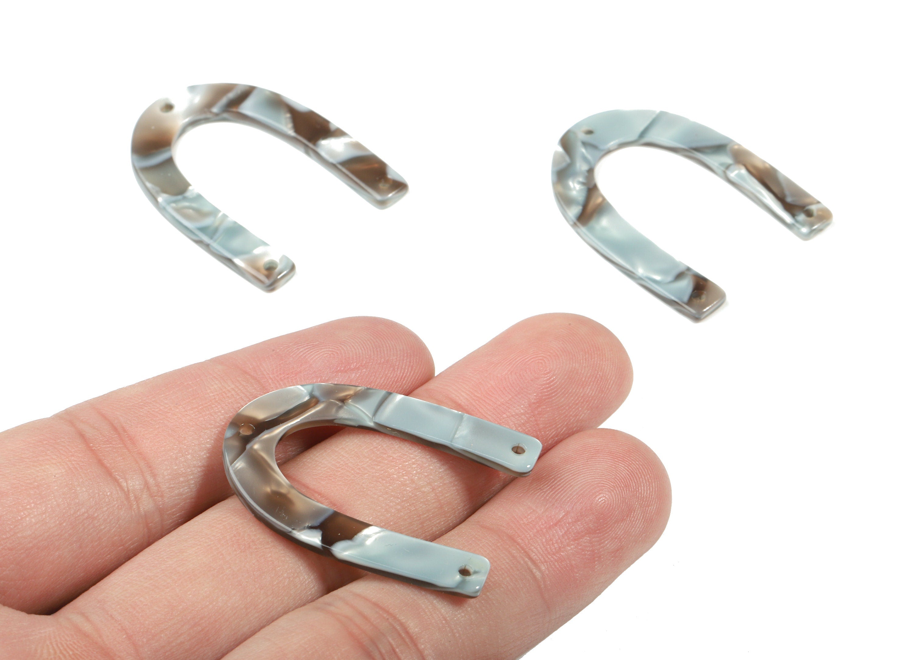 Acetate U Connector - Horse Hoe Earring Connector - 3 Hole - Jewelry Supplies - Color Code:A22 - 34.36x25.93x2.14mm - AC1818-A22 - DOMEDBAZAAR