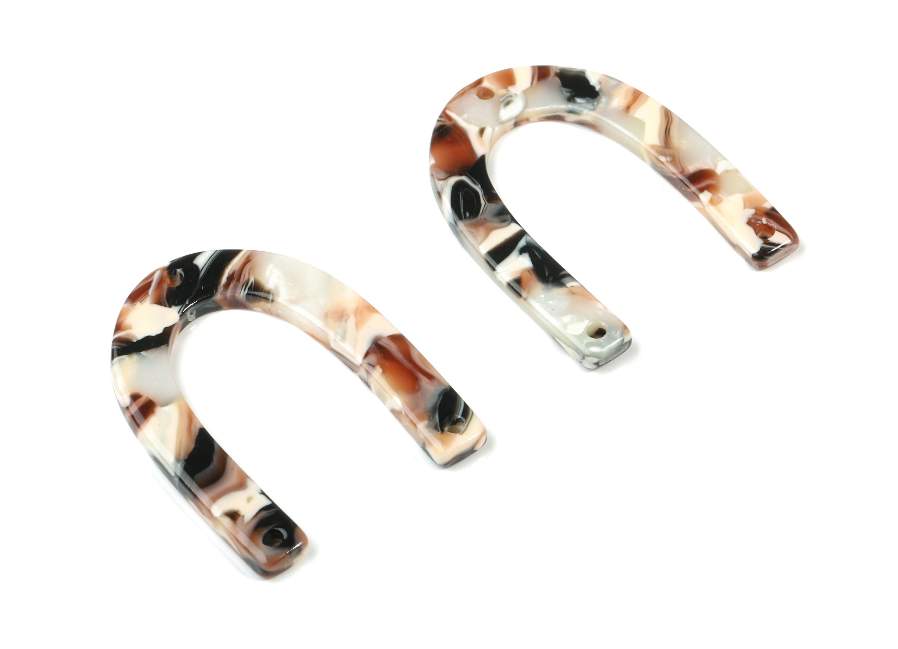 Acetate U Connector - Horsehoe Earring Connector - 3 Hole - Jewelry Supplies - Color Code:A51 - 34.33x26x2.61mm - AC1818-A51 - DOMEDBAZAAR