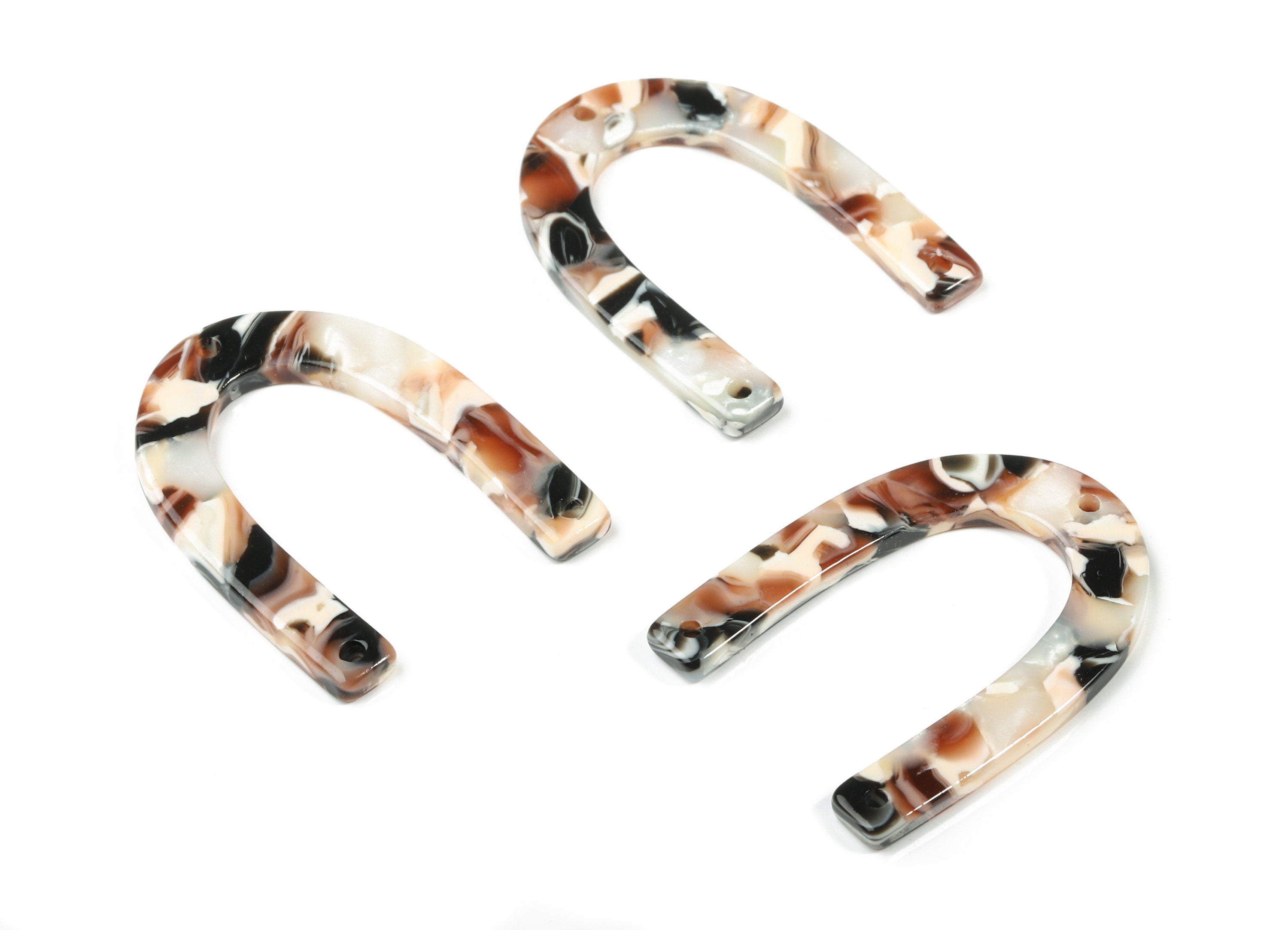 Acetate U Connector - Horsehoe Earring Connector - 3 Hole - Jewelry Supplies - Color Code:A51 - 34.33x26x2.61mm - AC1818-A51 - DOMEDBAZAAR