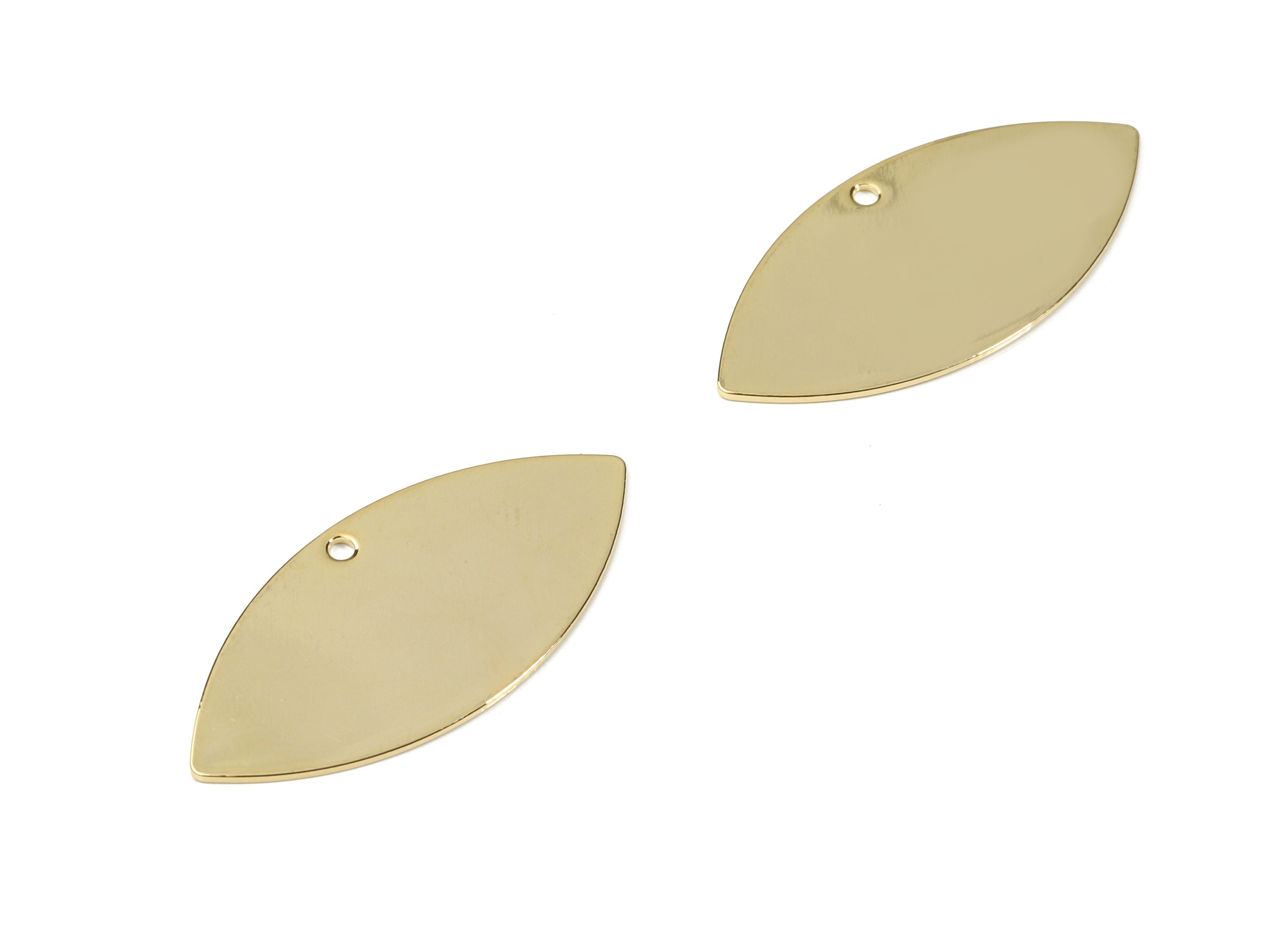 Brass Eye Connector - Gold Eye Earring Charm - 18K Real Gold Plated Brass - Jewelry Supplies - 32.05x14.8x0.62mm - RGP2586 - DOMEDBAZAAR