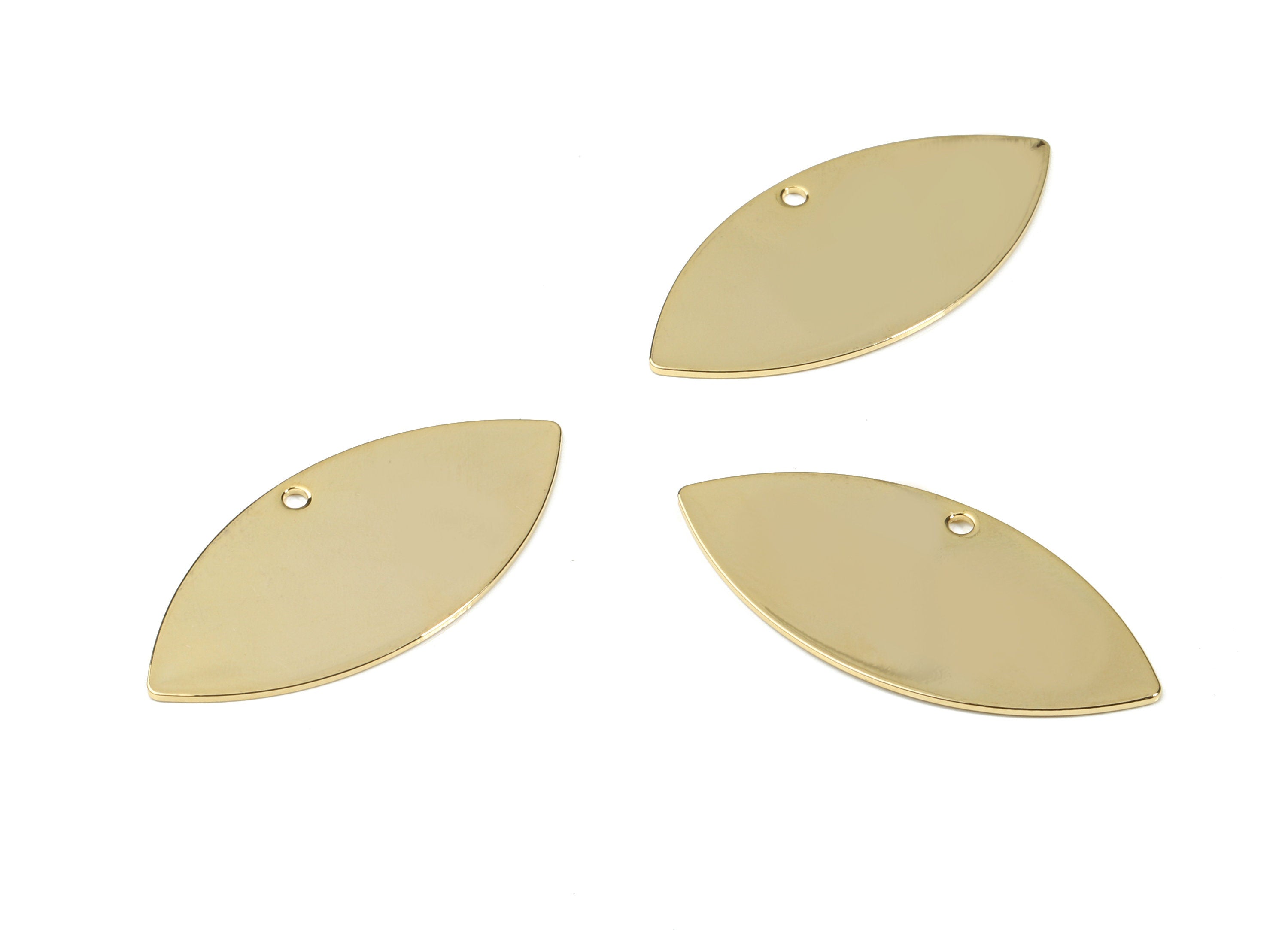 Brass Eye Connector - Gold Eye Earring Charm - 18K Real Gold Plated Brass - Jewelry Supplies - 32.05x14.8x0.62mm - RGP2586 - DOMEDBAZAAR