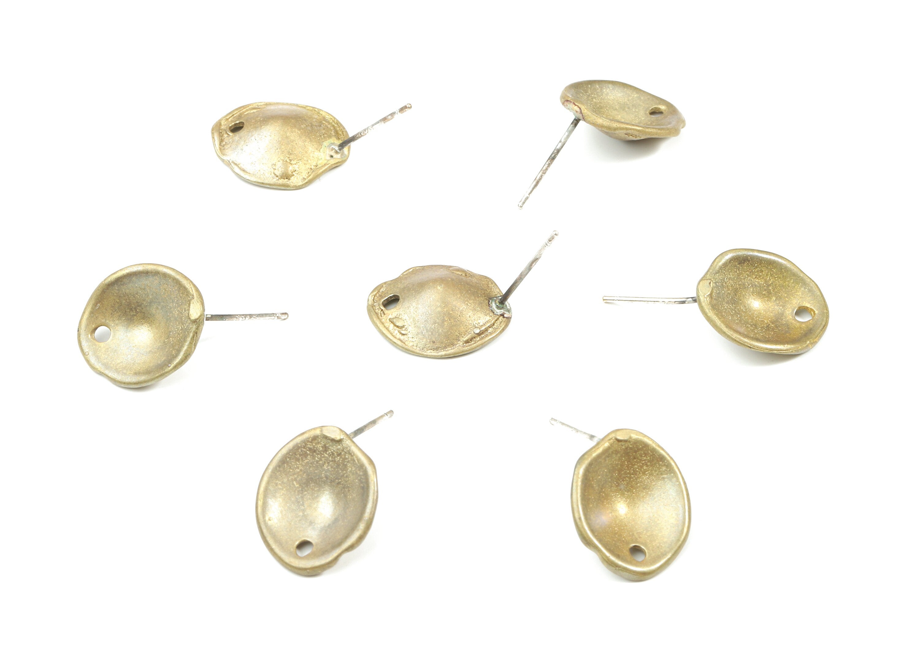 Brass Round Earring Stud - Round Earring Post - Steel Stud - Earring Post - Jewelry Supplies - 15.23x12.82x1.1mm - PP3121 - DOMEDBAZAAR