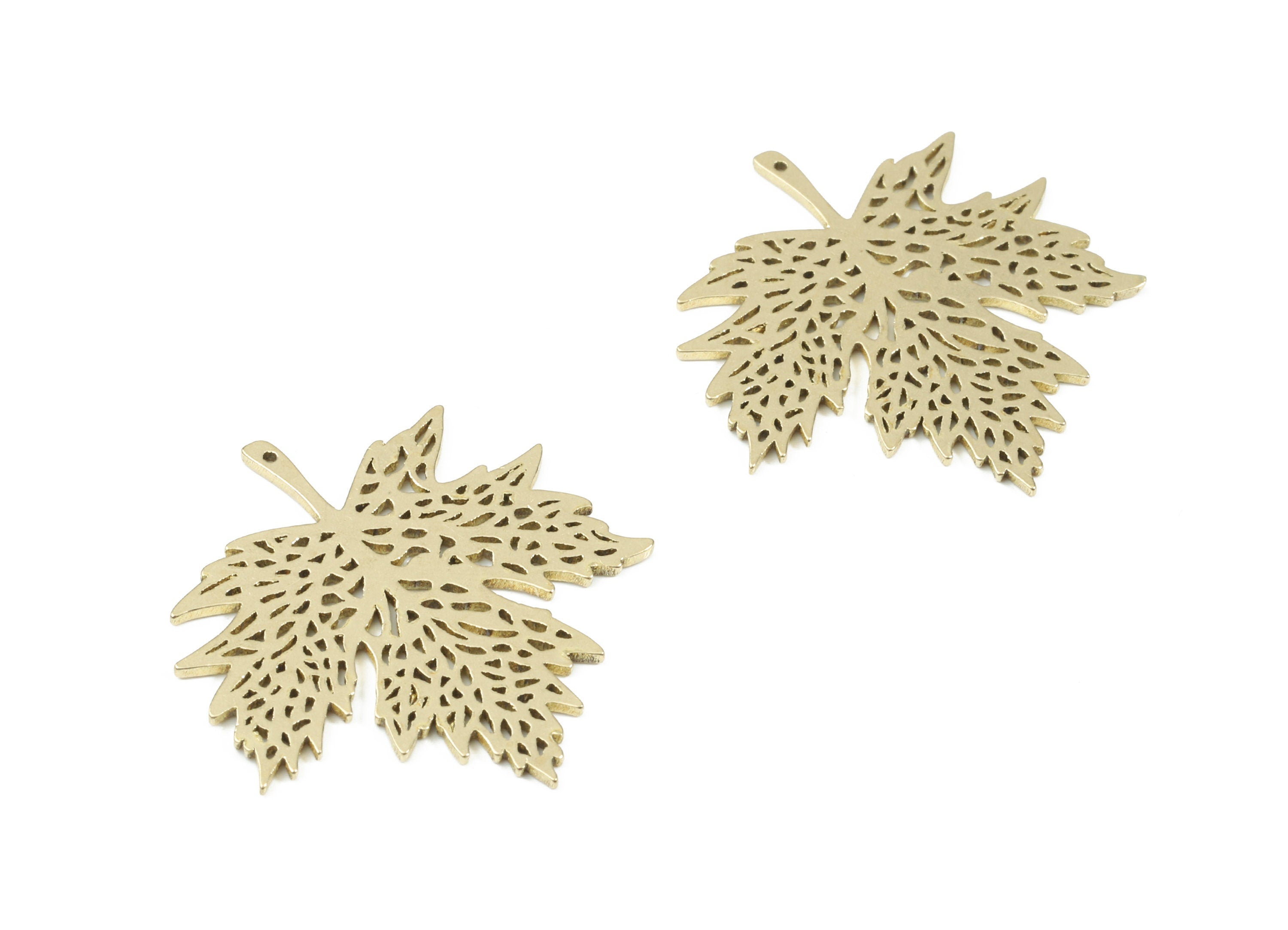 Raw Brass Leaf Pendant - Leaf Earring Charms - Earring Findings - Jewelry Supplies - 25.3x24.3x0.86mm - PP3125 - DOMEDBAZAAR
