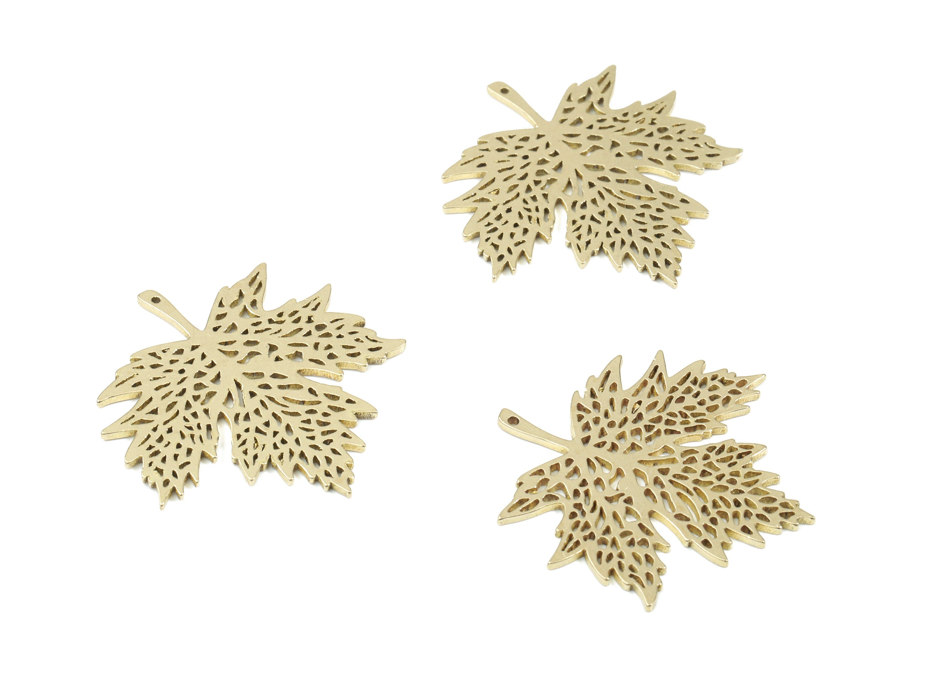 Raw Brass Leaf Pendant - Leaf Earring Charms - Earring Findings - Jewelry Supplies - 25.3x24.3x0.86mm - PP3125 - DOMEDBAZAAR