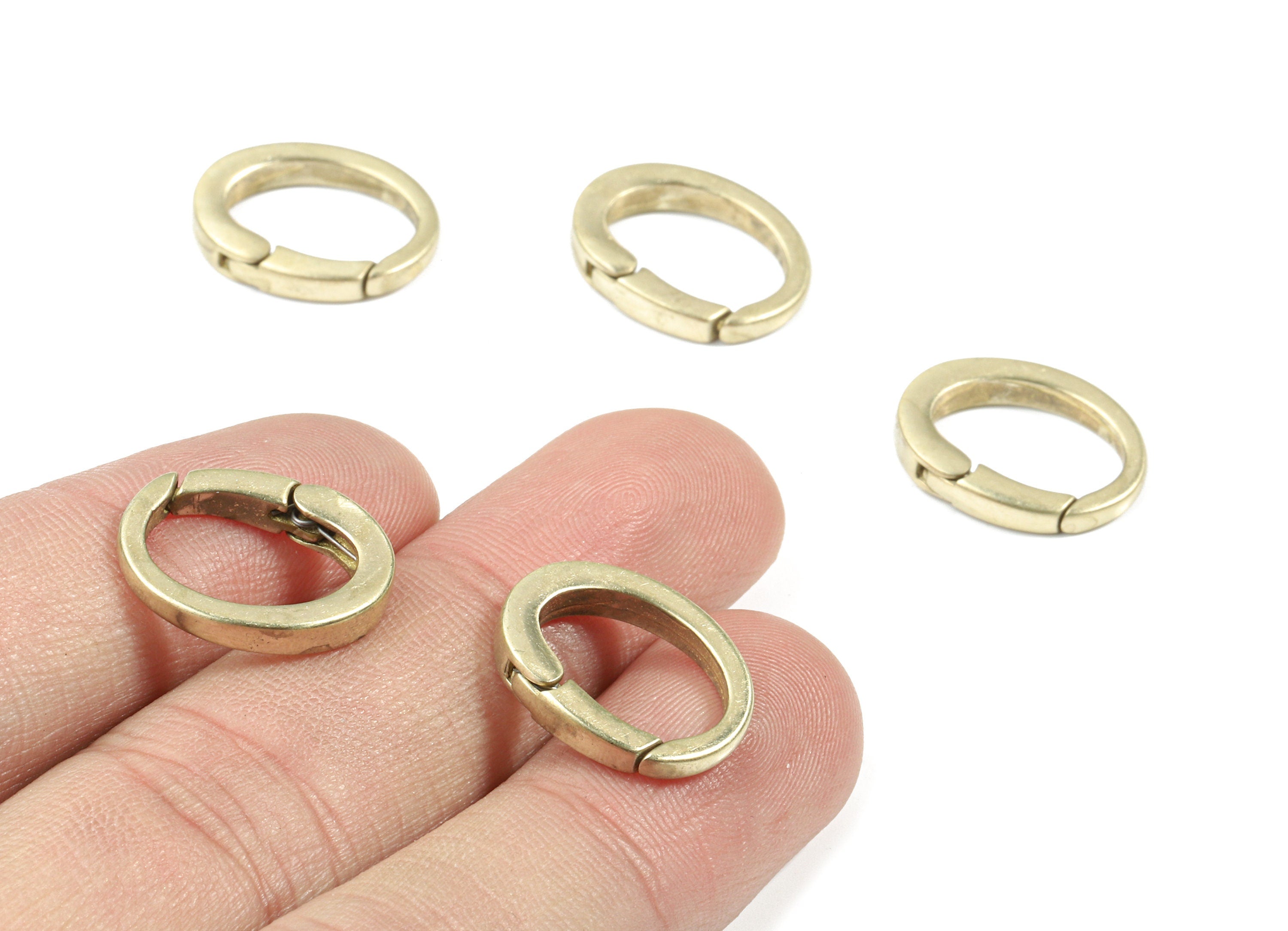Brass Spring Clasps - Raw Brass Oval Ring - Open Spring Clasp - Clasps Findings - Jewelry Supplies - 17.79x13.16x2.26mm - PP3128 - DOMEDBAZAAR