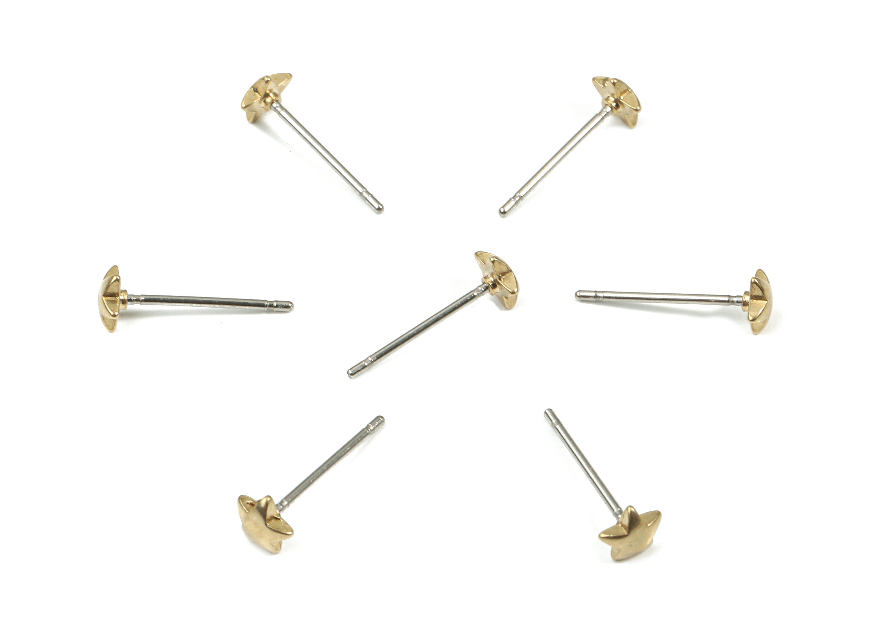 Brass Star Earring Stud - Raw Brass Star Earring Post - Steel Stud - Earring Post - Jewelry Supplies - 4.75x4.75x1.52mm - PP3160 - DOMEDBAZAAR