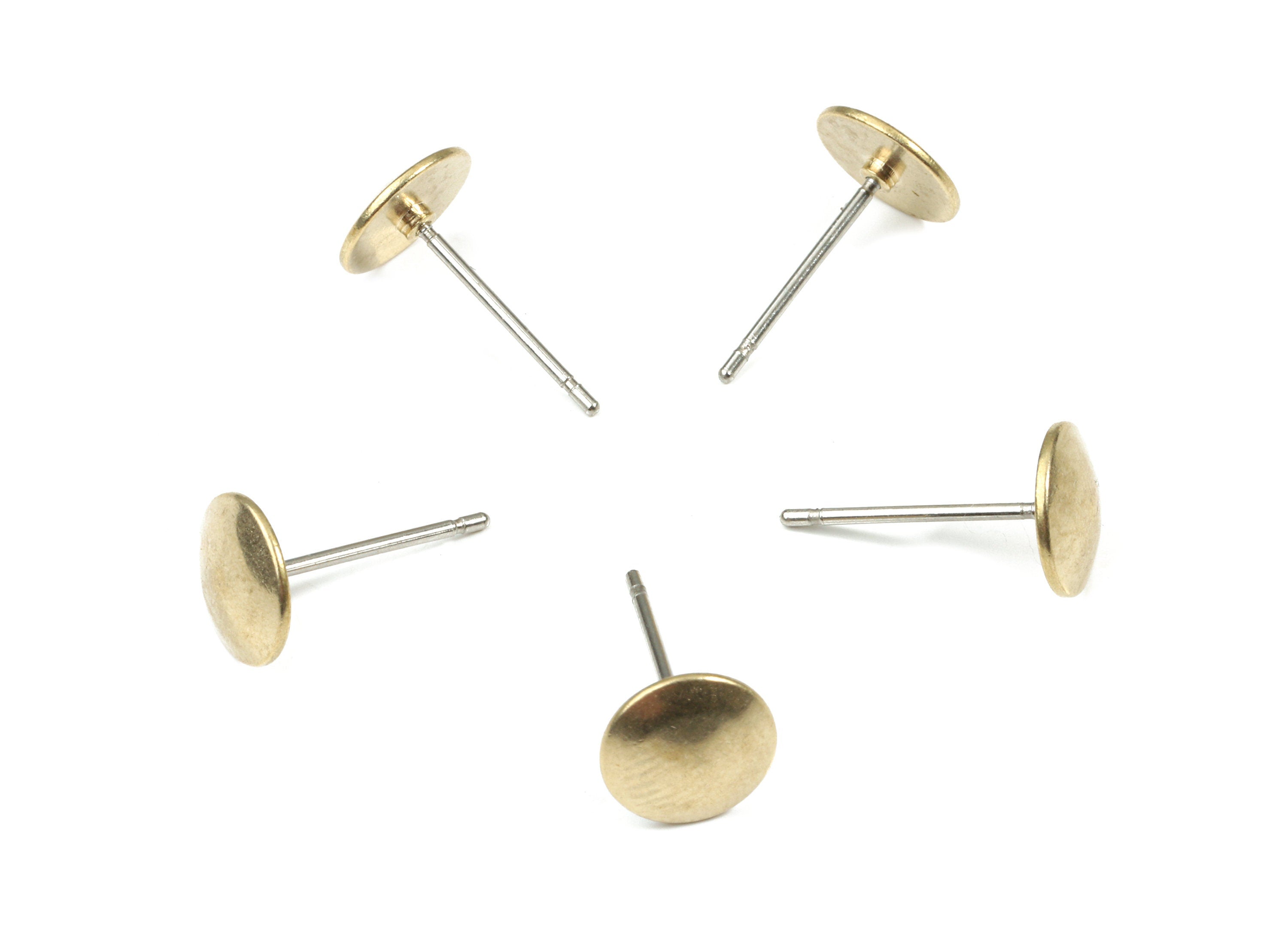 Brass Round Earring Stud - Raw Brass Circle Earring Post - Steel Stud - Earring Post - Jewelry Supplies - 7.97x7.97x1.39mm - PP3153 - DOMEDBAZAAR