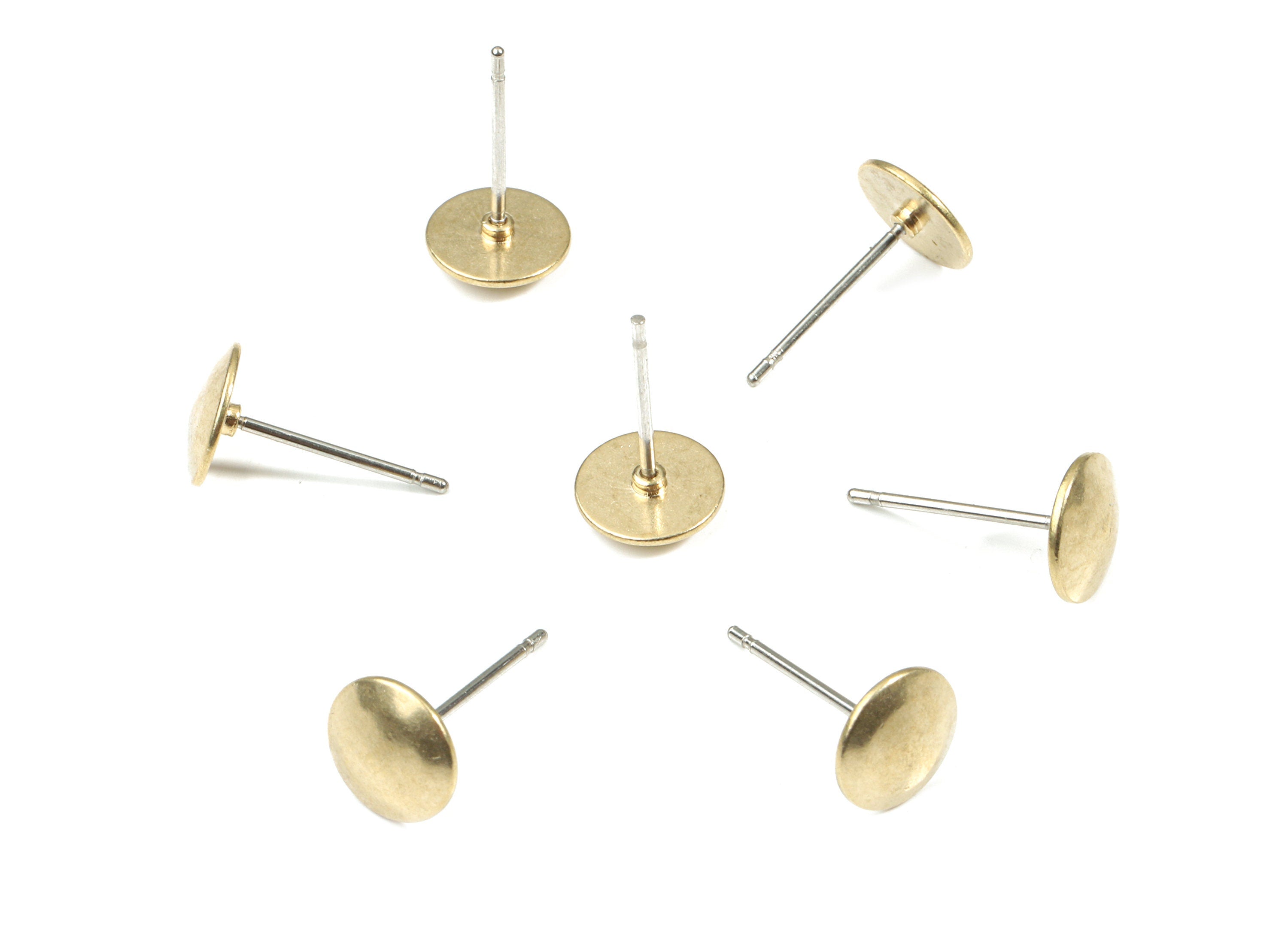 Brass Round Earring Stud - Raw Brass Circle Earring Post - Steel Stud - Earring Post - Jewelry Supplies - 7.97x7.97x1.39mm - PP3153 - DOMEDBAZAAR