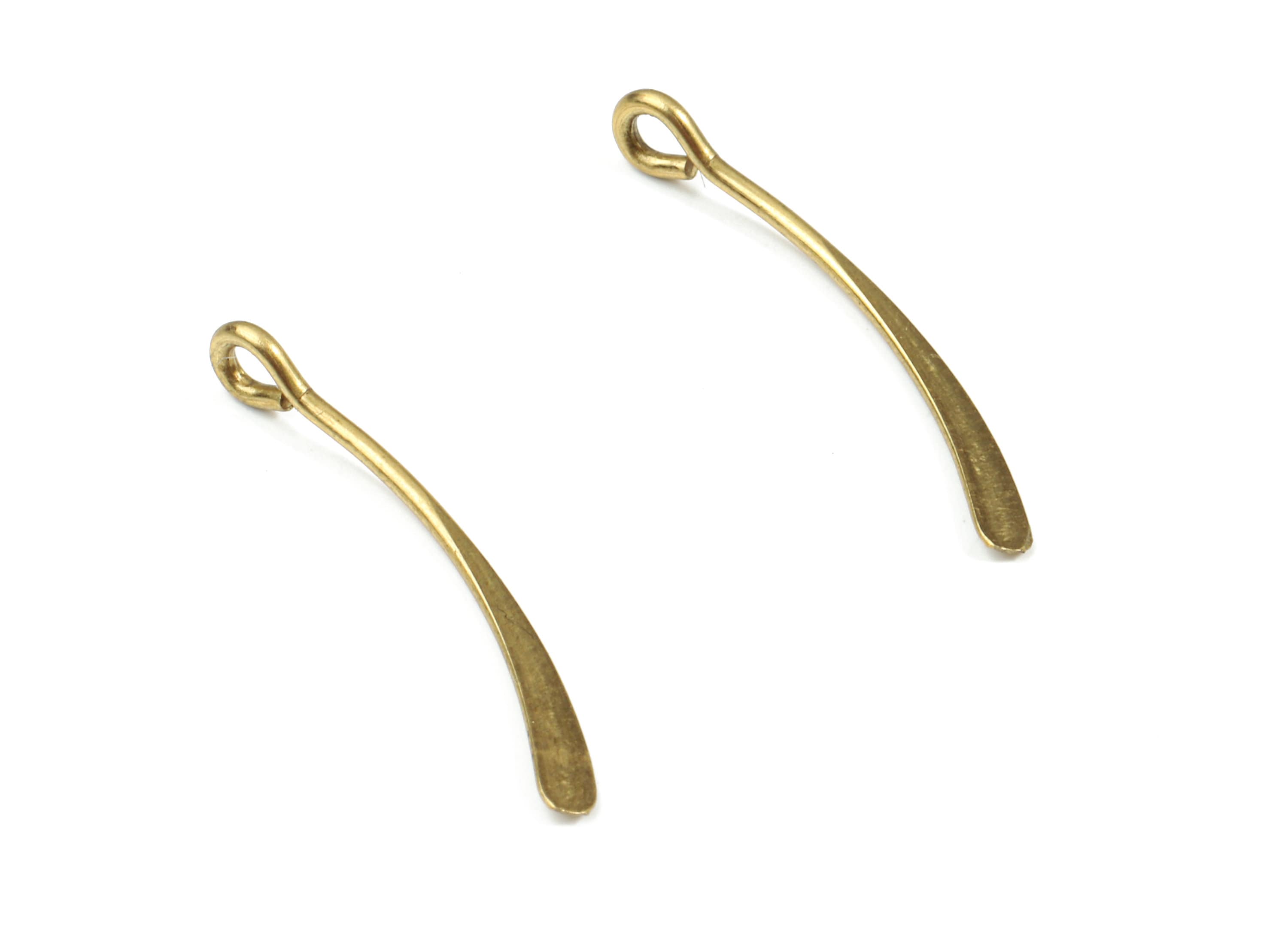 Brass Hammered Earring Wire - Raw Brass Ear Wire Charms - Earring Charms - Jewelry Supplies - 25.68x3.78x1.03mm - PP3174 - DOMEDBAZAAR