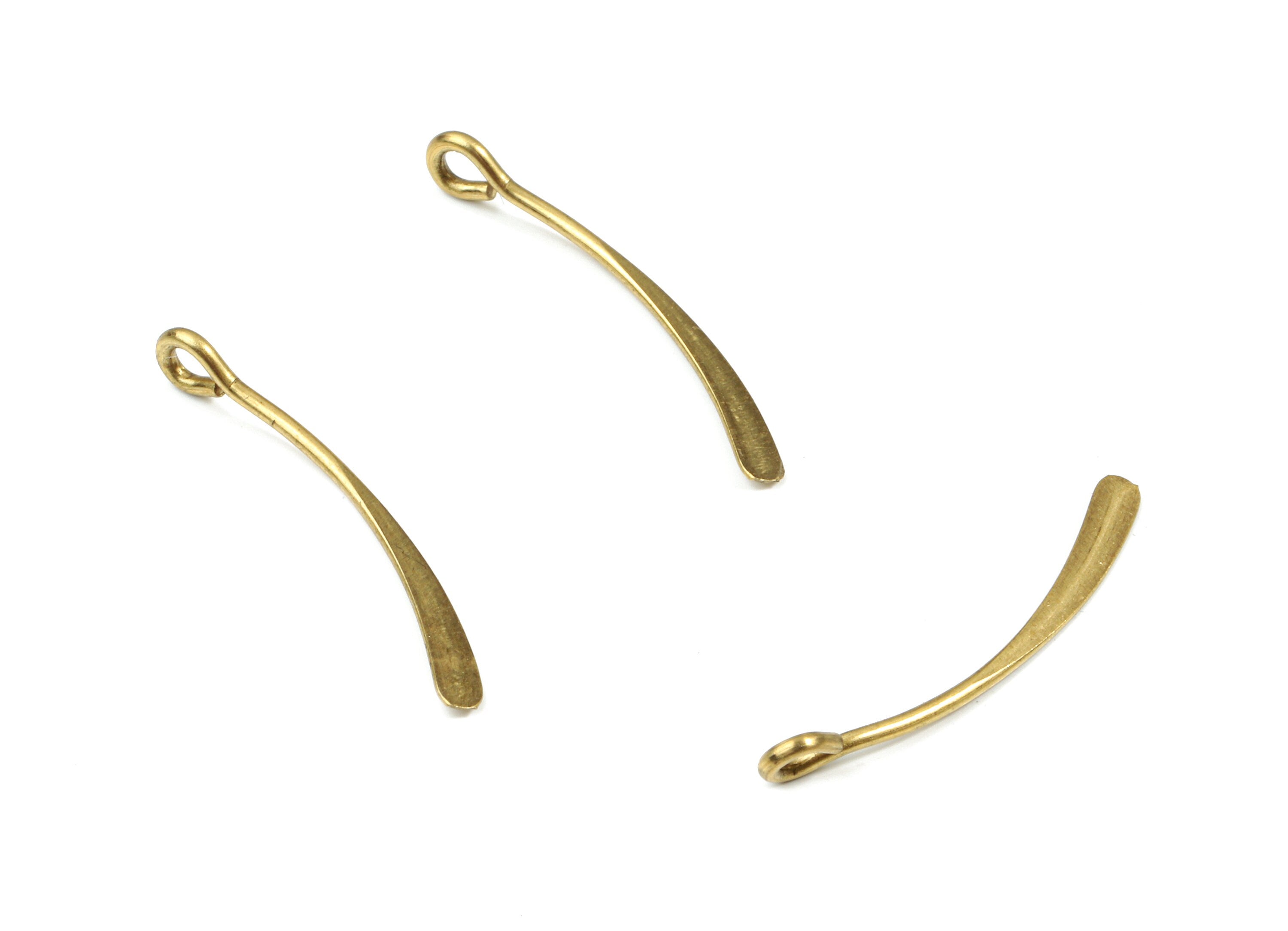 Brass Hammered Earring Wire - Raw Brass Ear Wire Charms - Earring Charms - Jewelry Supplies - 25.68x3.78x1.03mm - PP3174 - DOMEDBAZAAR