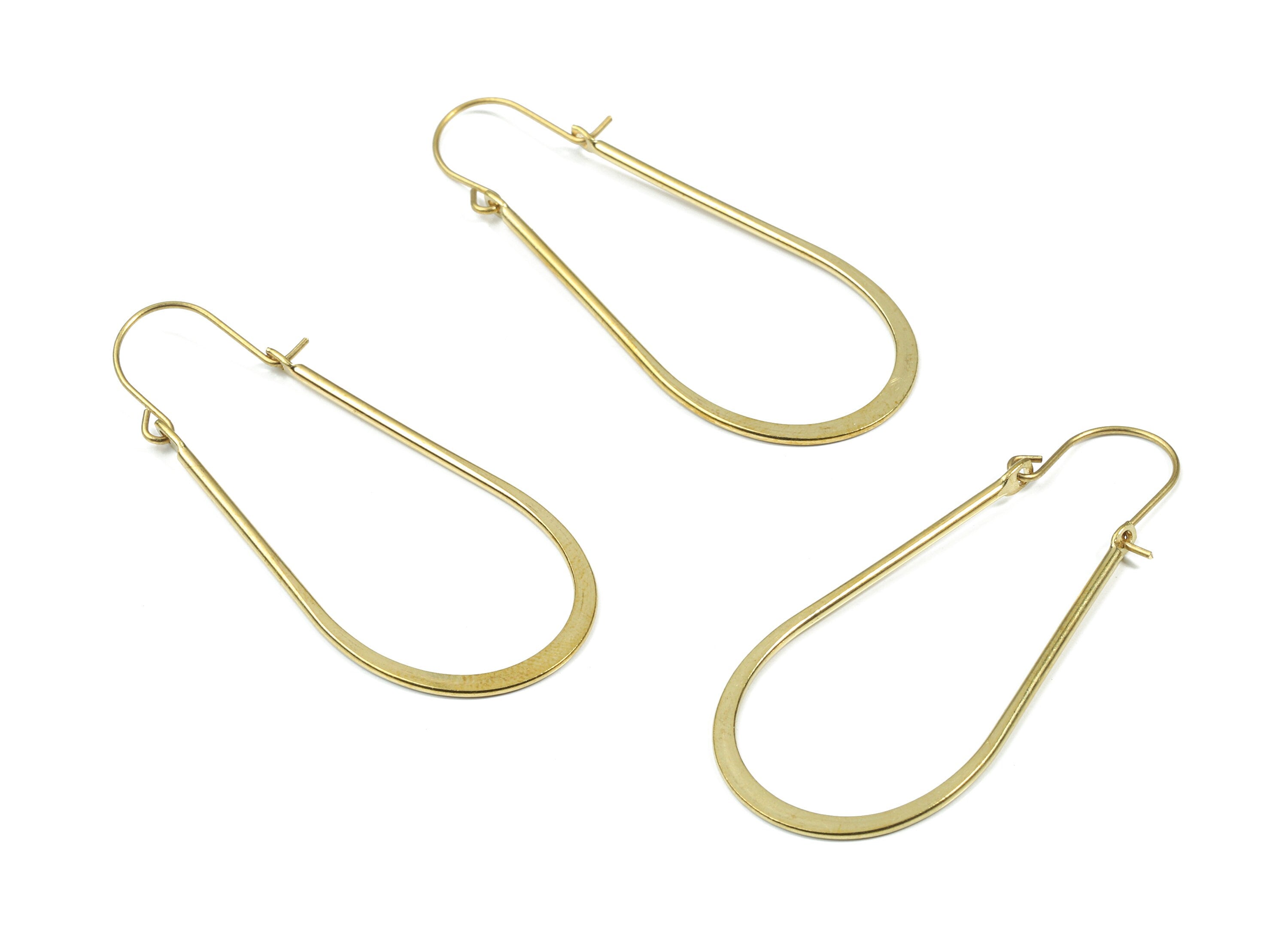 Brass Hammered Drop Earring Wire - Raw Brass Drop Ear Wire - Earring Findings - Jewelry Supplies - 55.47x23.35x1.47mm - PP3191 - DOMEDBAZAAR