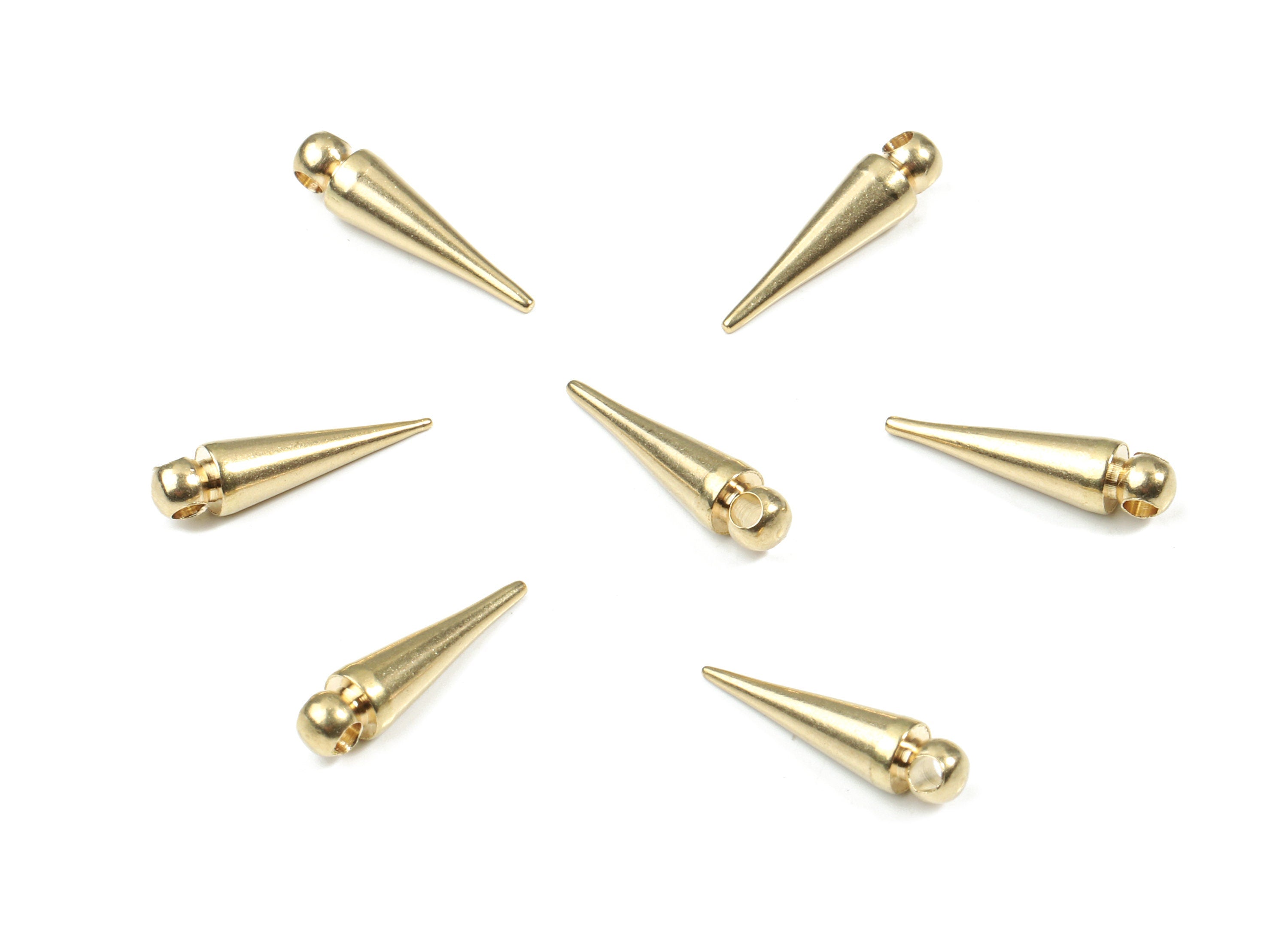 Brass Cone Charms - Raw Brass Spike - Tribal Pendants With Loop - Earring Findings - Jewelry Supplies - 15.9x3.99mm - PP3142 - DOMEDBAZAAR