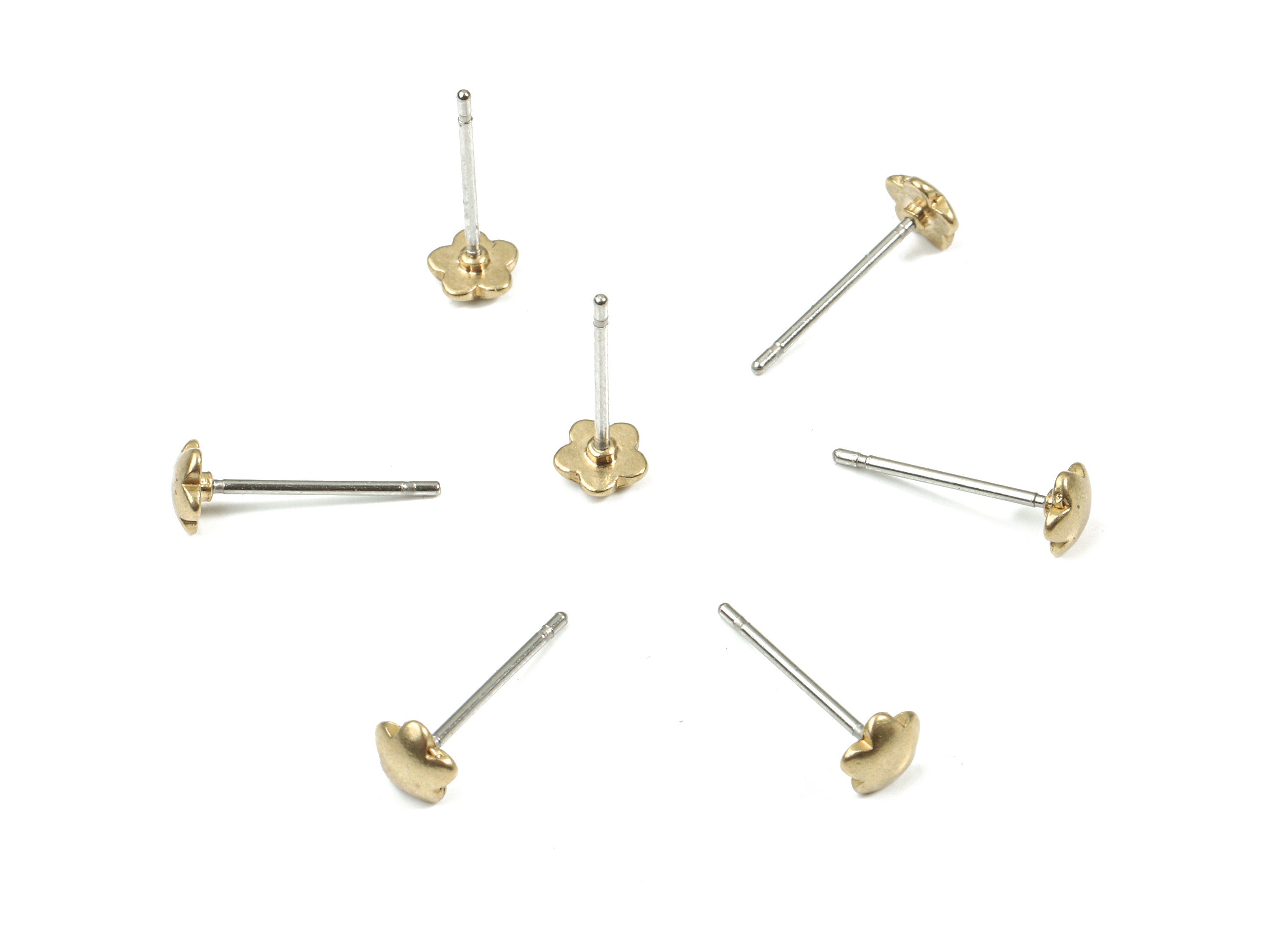 Brass Star Earring Stud - Raw Brass Star Earring Post - Steel Stud - Earring Post - Jewelry Supplies - 4.78x4.78x1.35mm - PP3156 - DOMEDBAZAAR