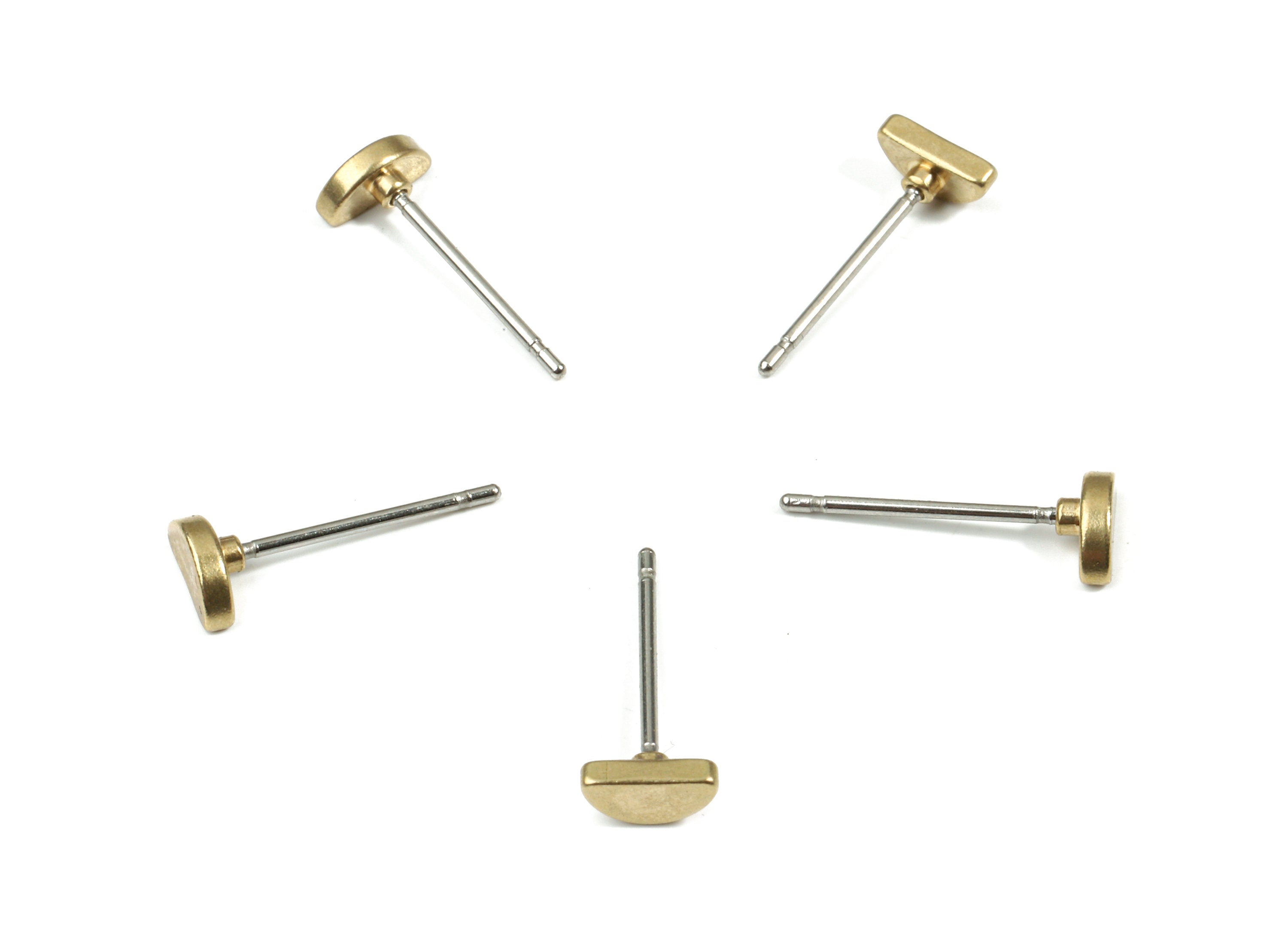 Brass Semi Circle Earring Stud - Raw Brass Half Moon Earring Post - Steel Stud - Earring Post - Jewelry Supplies - 5.91x3x1.39mm - PP3161 - DOMEDBAZAAR