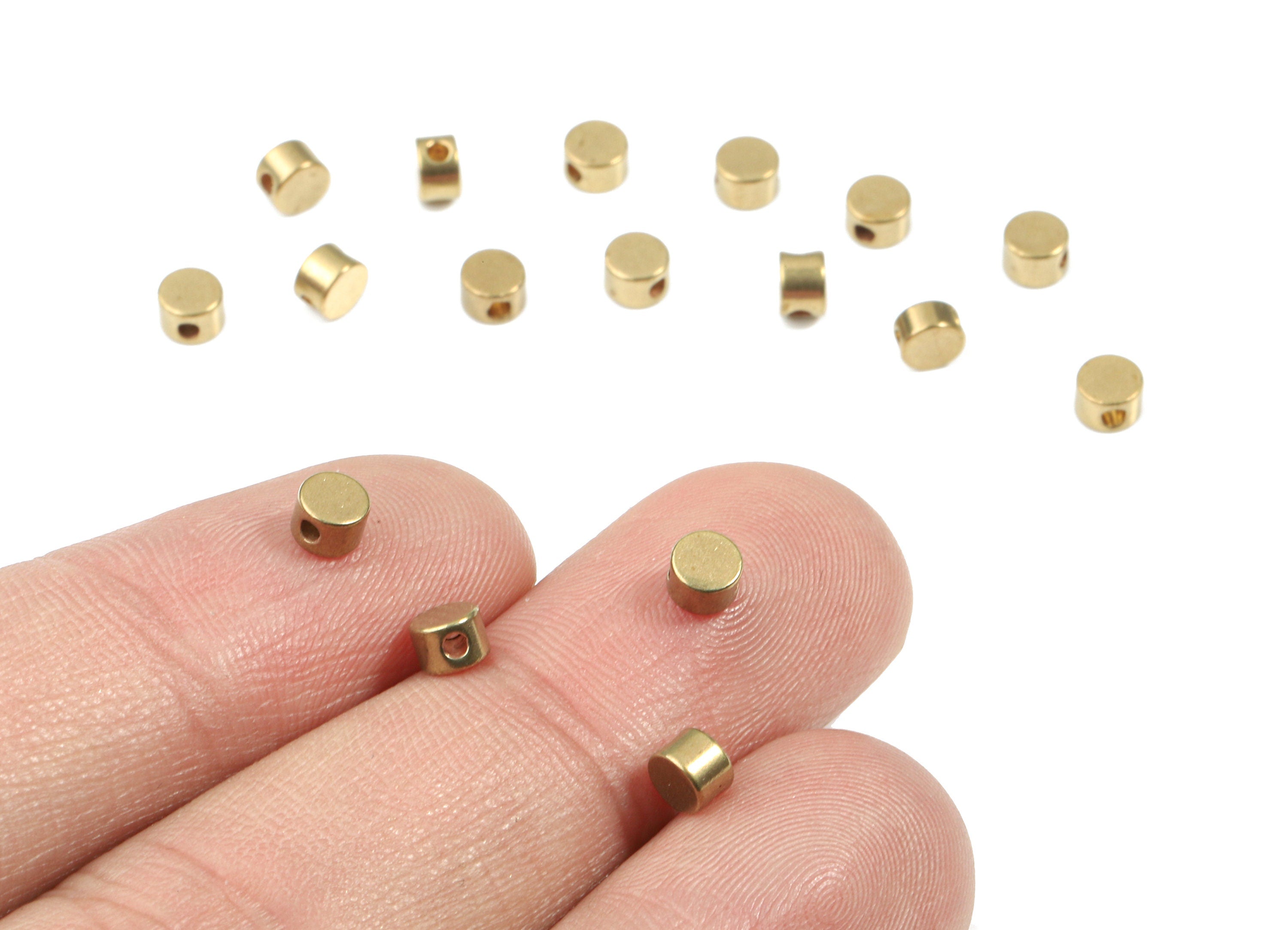Brass Round Spacer Beads - Raw Brass Round Beads - Spacer Connectors - Earring Findings - Jewelry Supplies - 3.91x3.91x2.73mm - PP3170 - DOMEDBAZAAR