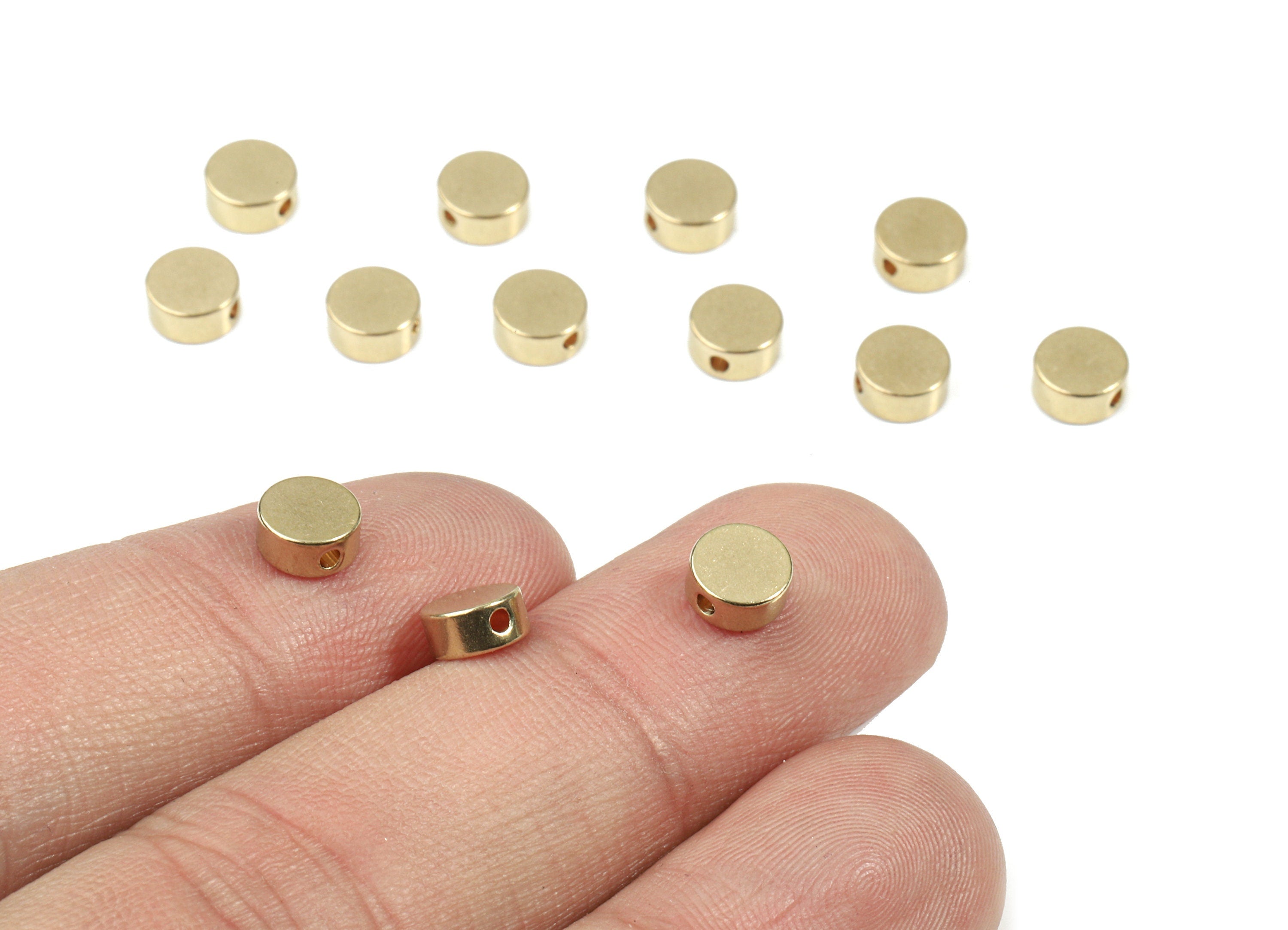 Brass Round Spacer Beads - Raw Brass Round Beads - Spacer Connectors - Earring Findings - Jewelry Supplies - 5.98x5.98x2.77mm - PP3145 - DOMEDBAZAAR