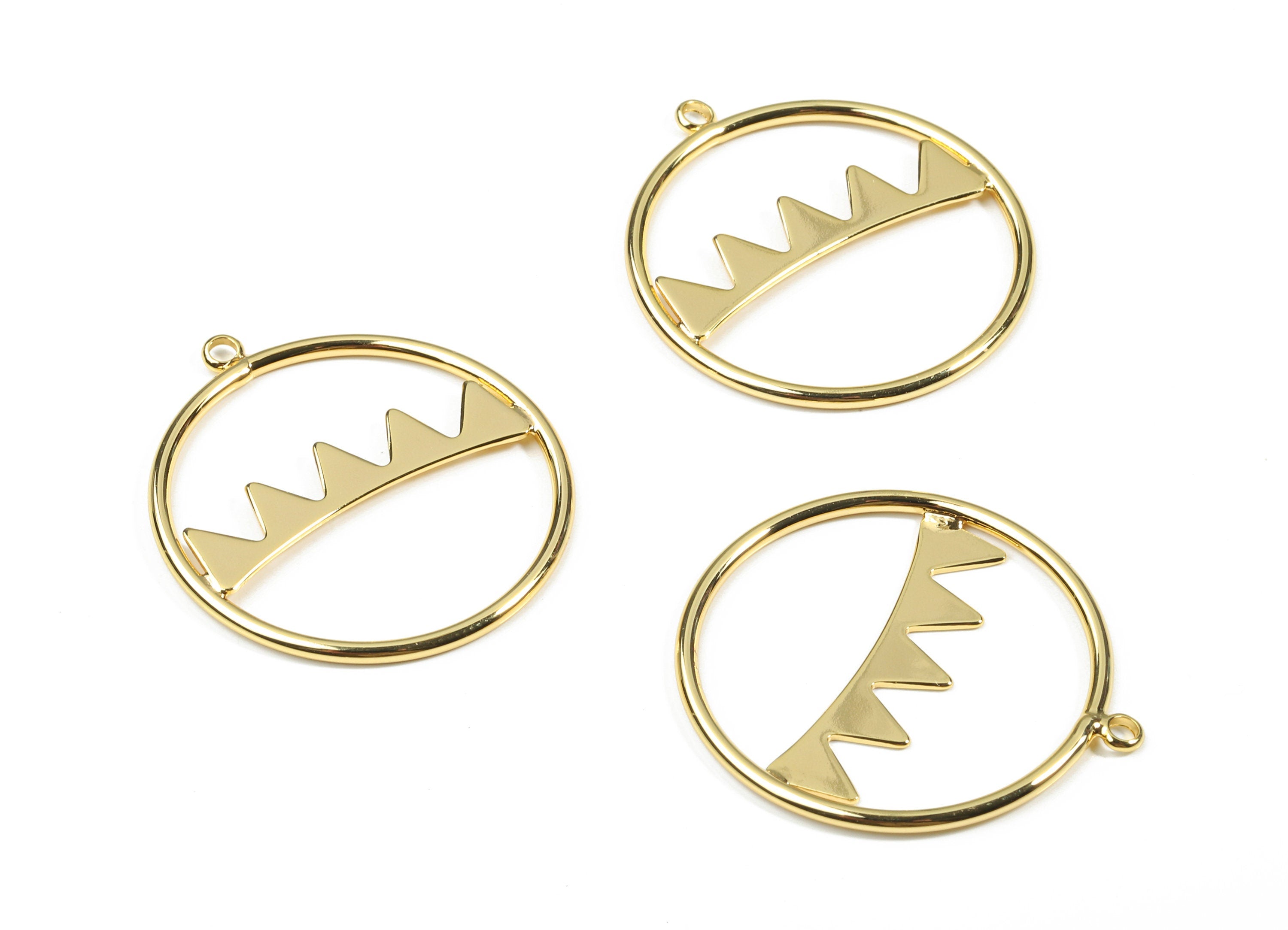 Brass Earring Crown Hoop - Brass Round Earring Charms - 18K Real Gold Plated Brass - Jewelry Supplies - 31.71x28.13x1.82mm - RGP2591 - DOMEDBAZAAR