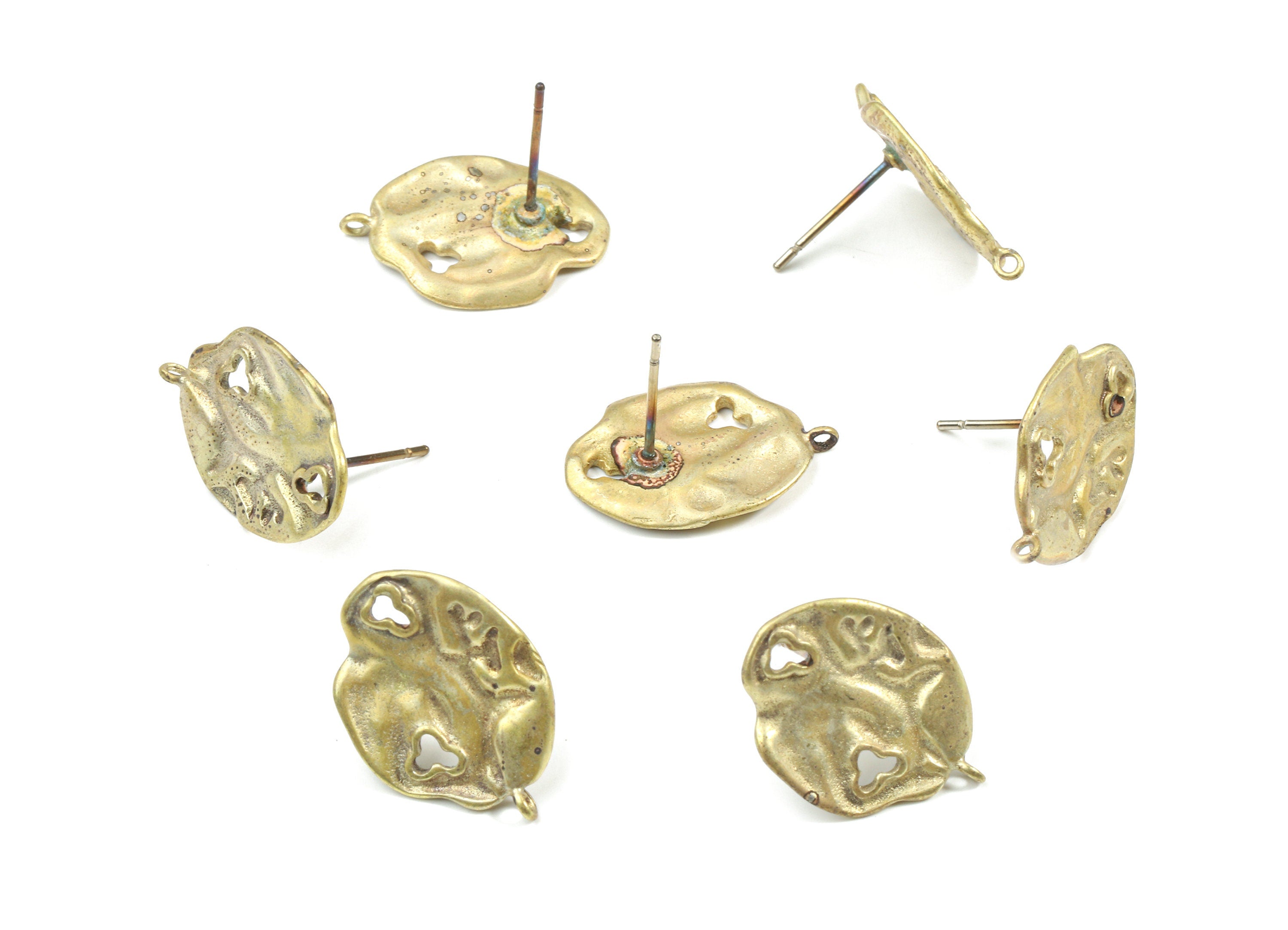 Brass Oval Earring Stud - Raw Brass Oval Earring Post - Steel Stud - Earring Post - Jewelry Supplies - 18.99x13.73x1.59mm - PP3210 - DOMEDBAZAAR