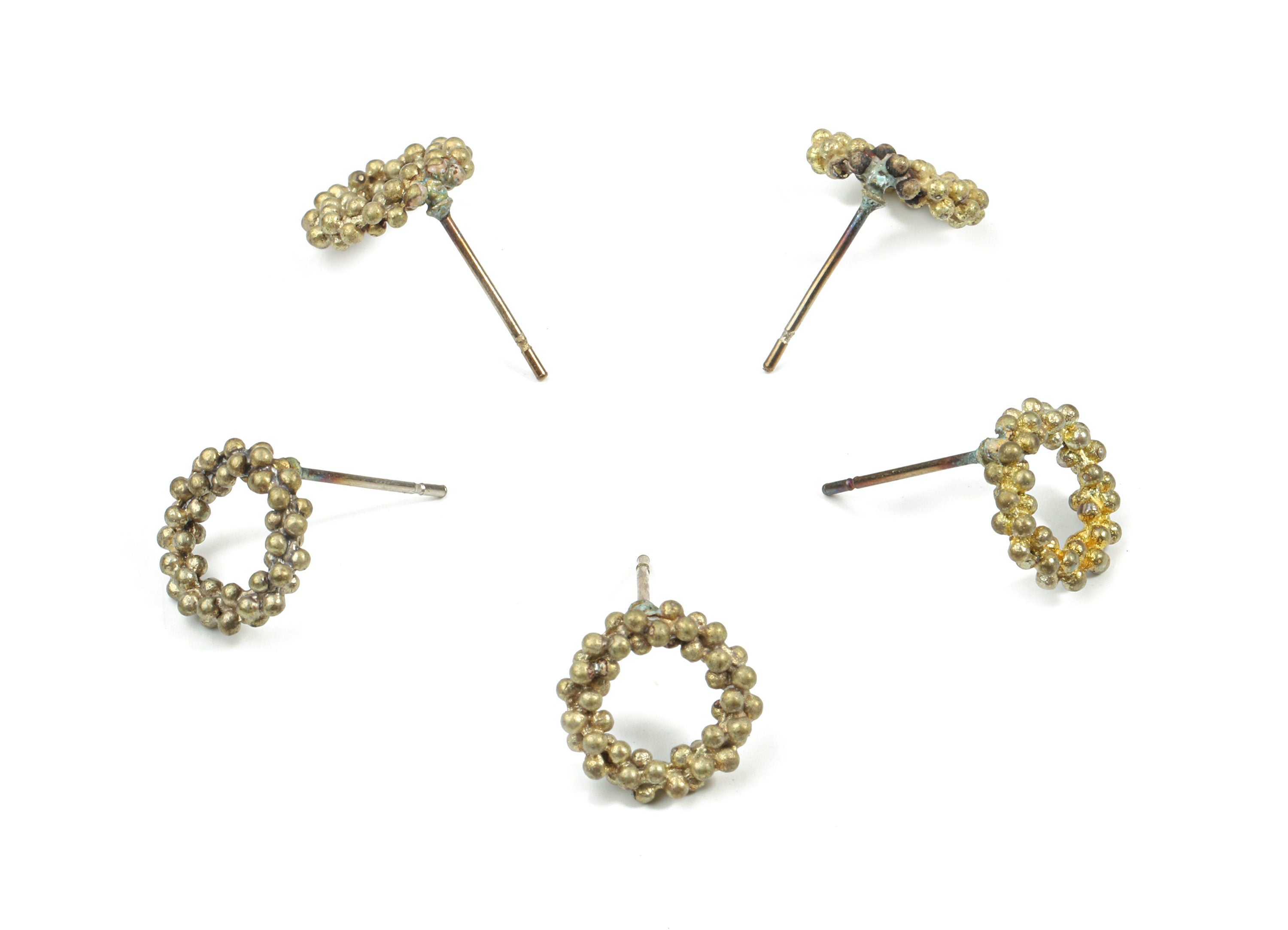 Brass Mini Hoop Earring Stud - Raw Brass Circle Earring Post - Steel Stud - Earring Post - Jewelry Supplies - 10.84x10.84x2.76mm - PP3211 - DOMEDBAZAAR