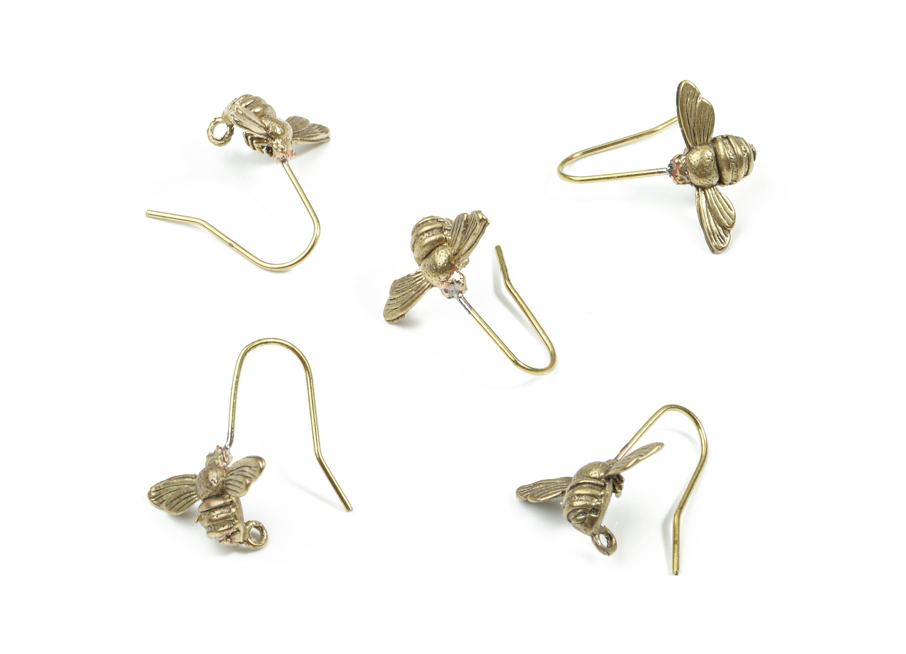 Brass Humming-Bird Moth Earring Hook - Raw Brass Hawk-Moth Earring Wire - Earring Findings - Jewelry Supplies - 17.22x9.72x4.13mm - PP3202 - DOMEDBAZAAR