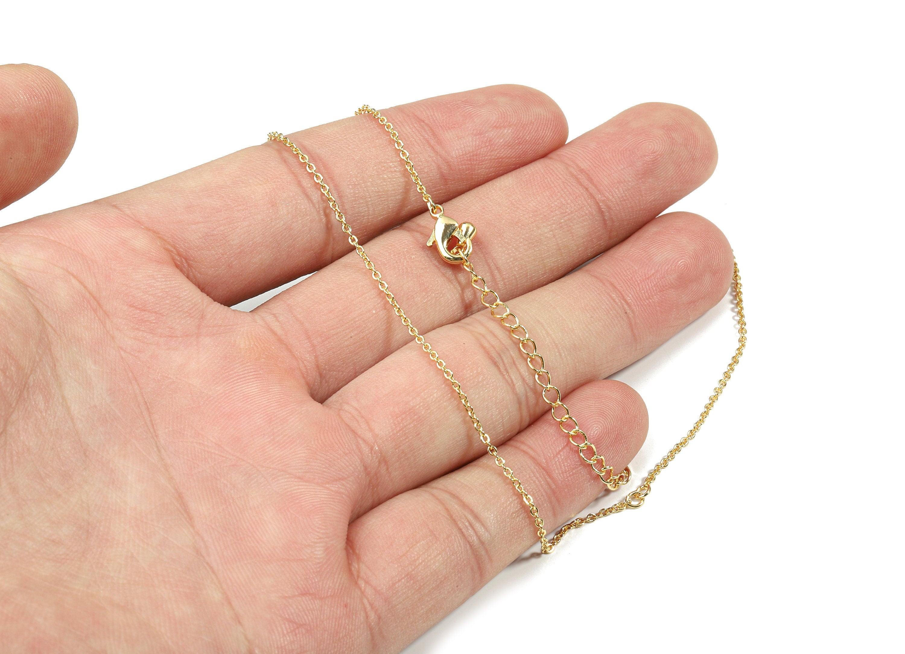 Finished Cable Chain - 18 Inch Gold Tone Plated Cable Chain - 18K Real Gold Plated Brass - 0.12&quot; x 0.10&quot;- RGP2589 - DOMEDBAZAAR