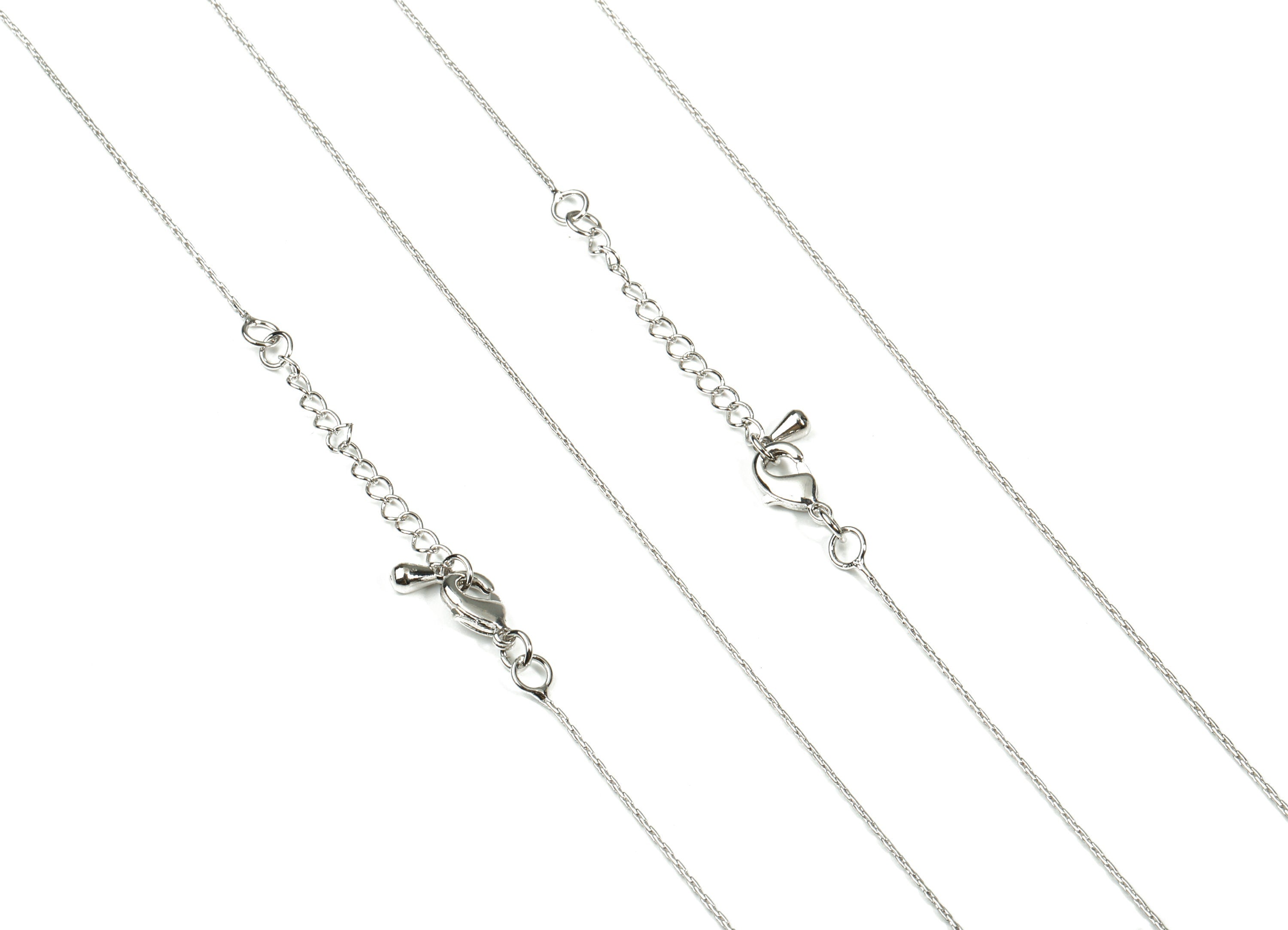 White Gold Finished Snake Chain - 19.6 Inch Brass Snake Chain -  18K Real White Gold Plated Brass - 0.03&quot; x 0.03&quot;- RGP2594 - DOMEDBAZAAR