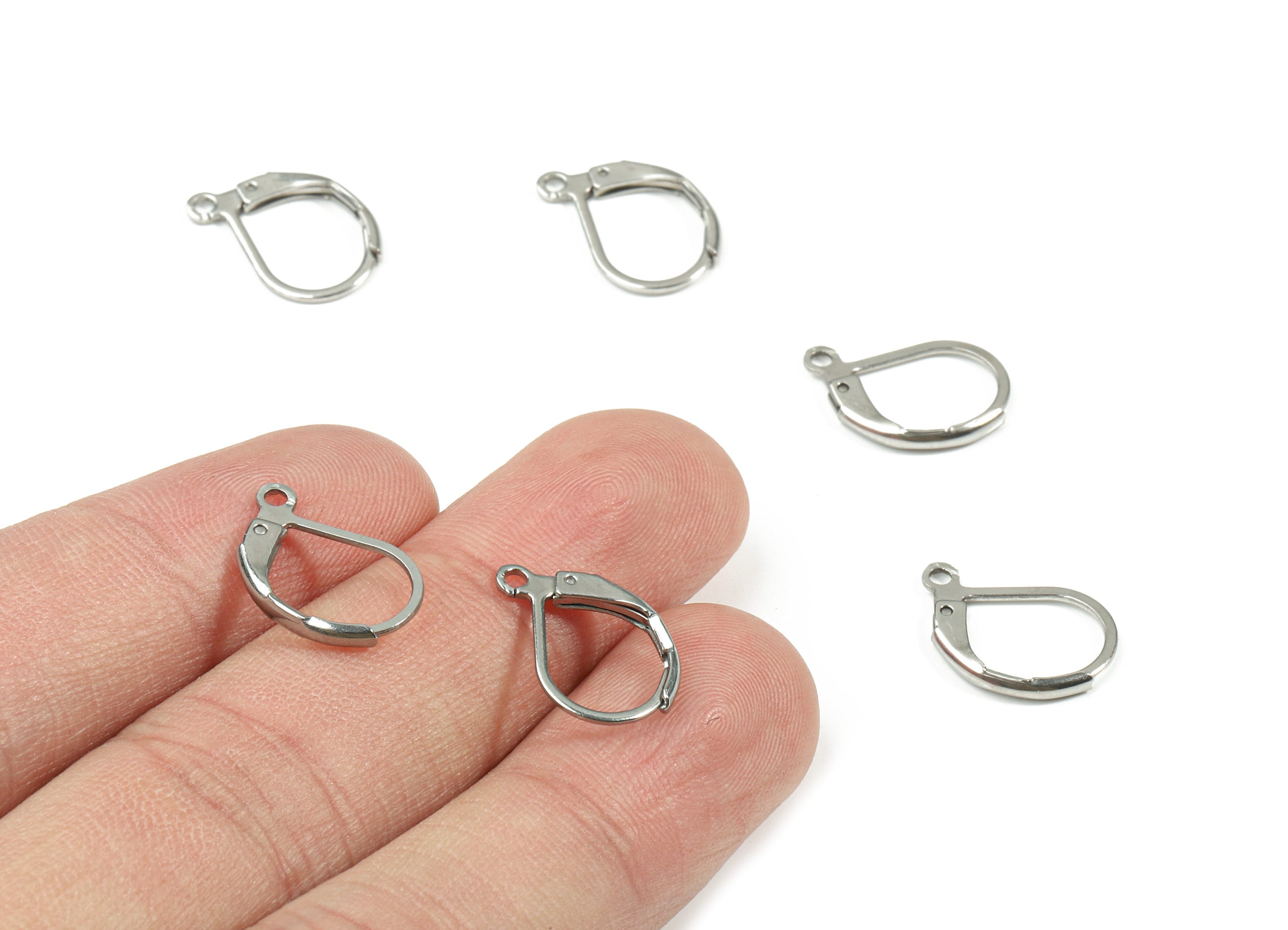 Stainless Steel Leverback Earring Clasp - 304 Stainless Steel  Plain Leverback - Earring Findings - 15.84x10.6x0.72mm - SS1163 - DOMEDBAZAAR