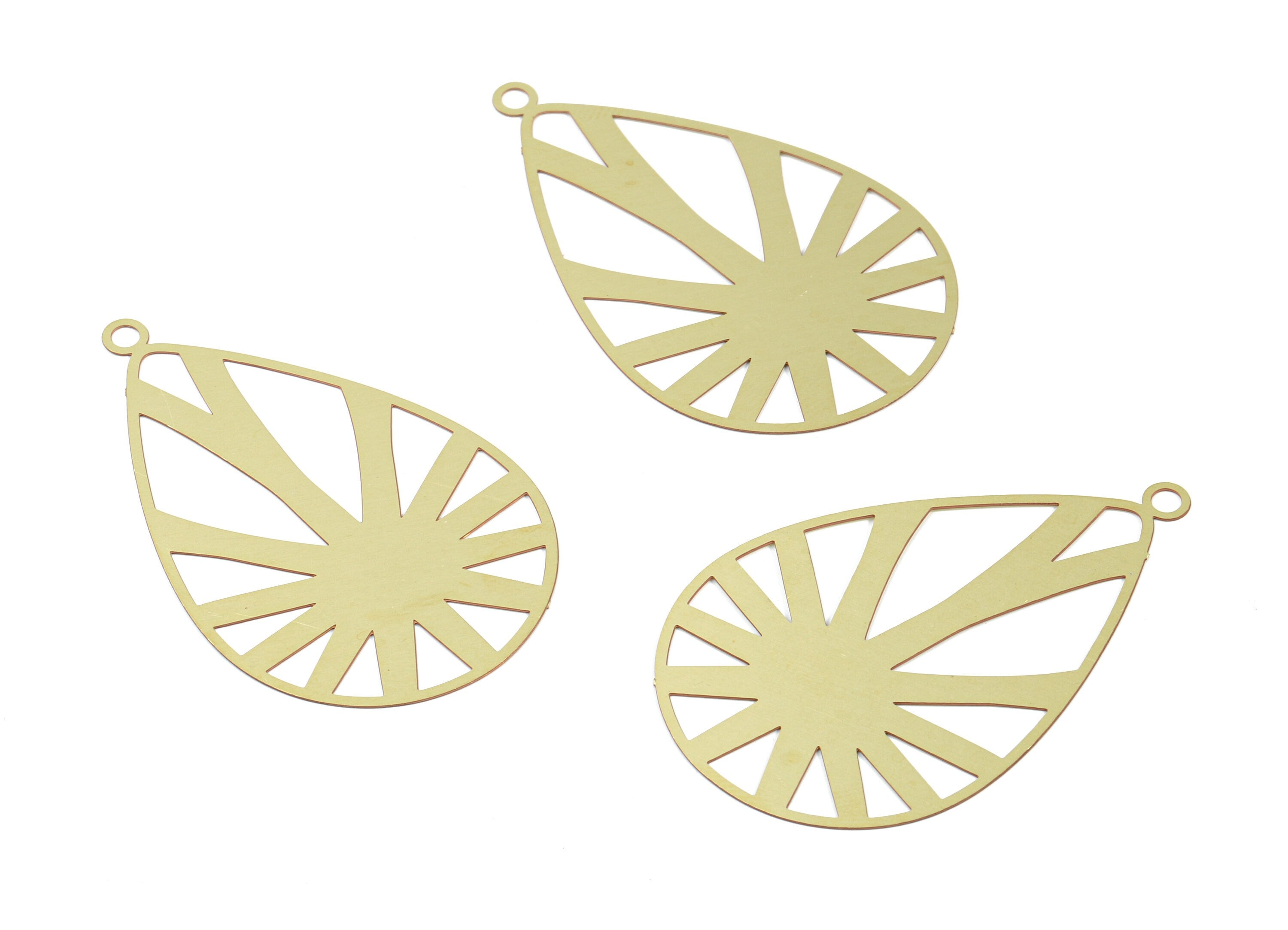 Brass Drop Earring Charms - Raw Brass Drop Pendant - Earring Findings - Jewelry Supplies - 47.35x29.87x0.37mm - JJB5863 - DOMEDBAZAAR