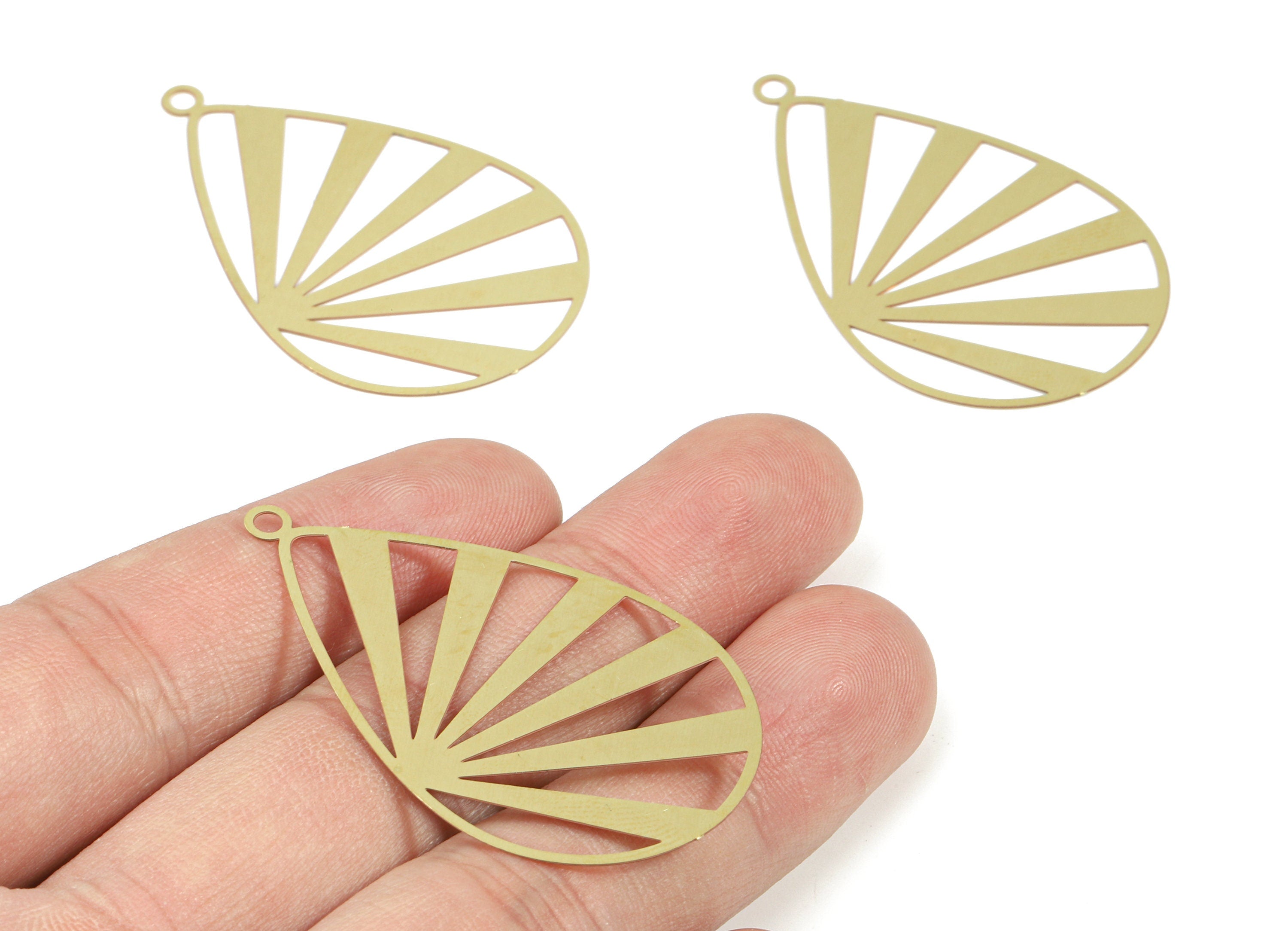 Brass Drop Earring Charms - Raw Brass Drop Pendant - Earring Findings - Jewelry Supplies - 47.32x29.88x0.3mm - JJB5864 - DOMEDBAZAAR