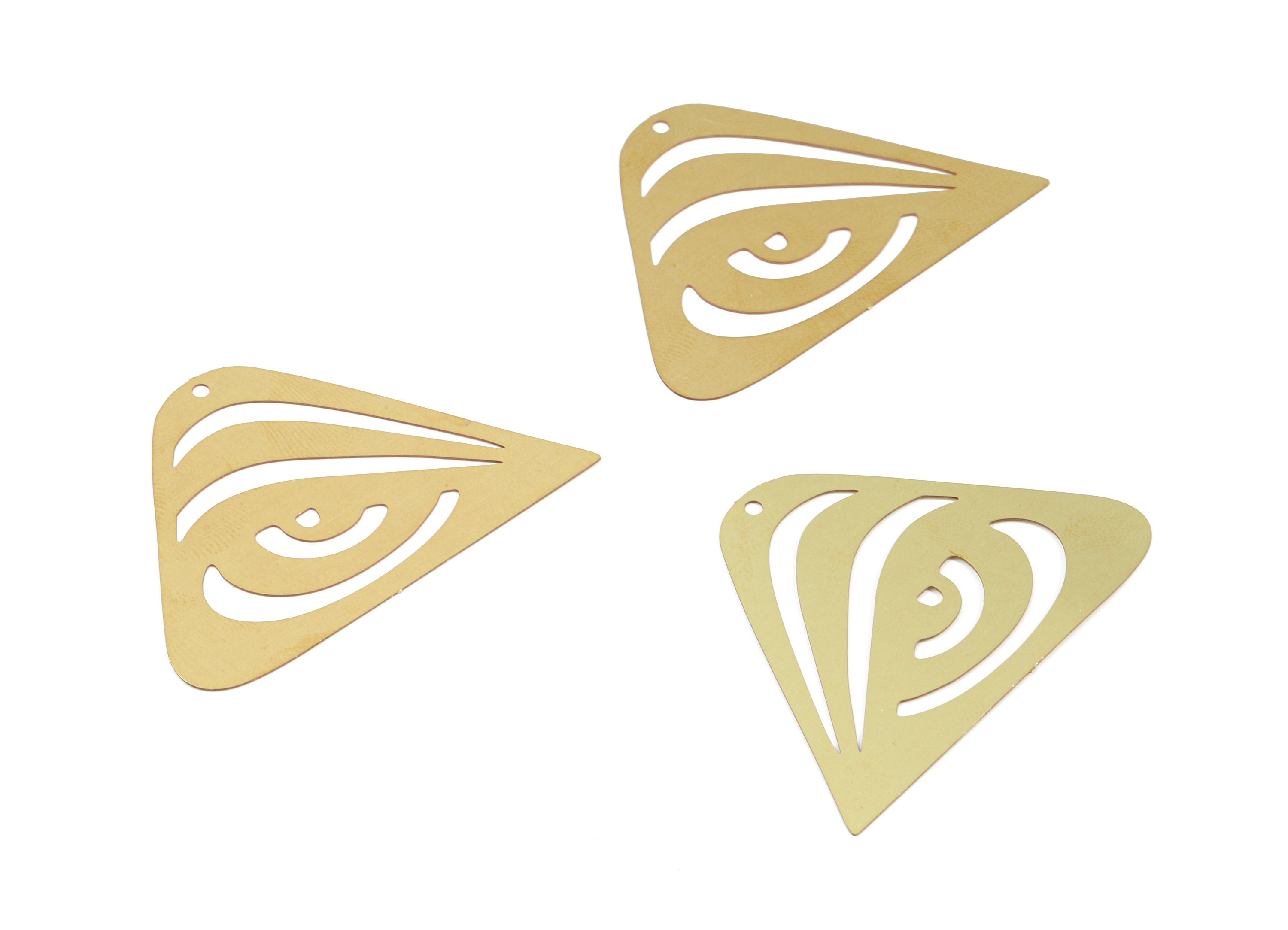 Brass Triangle Eye Earring Charms - Raw Brass Triangle Eye Pendant - Earring Findings - Jewelry Supplies - 46.88x33.95x0.3mm - JJB5862 - DOMEDBAZAAR