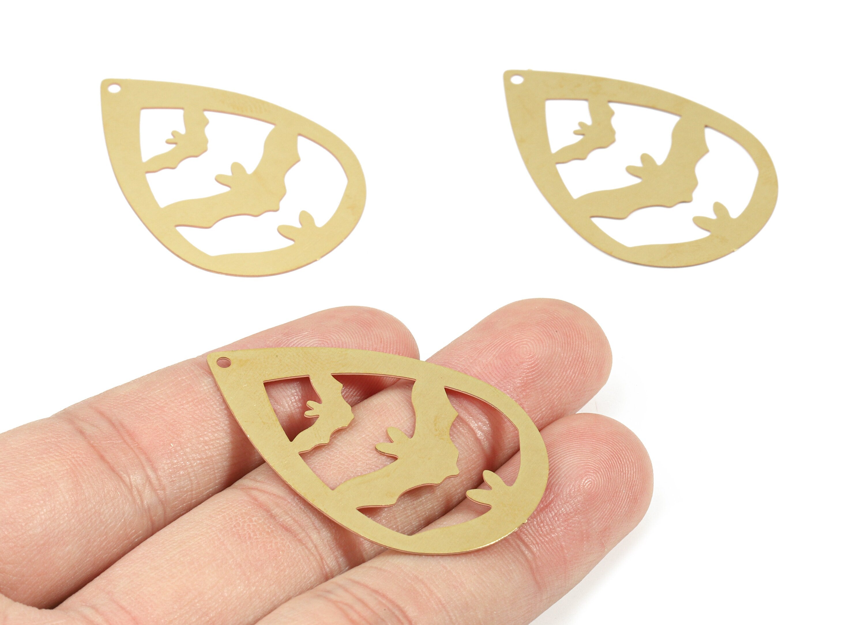 Brass Bat Earring Charms - Raw Brass Drop Pendant - Earring Findings - Jewelry Supplies - 44.24x29.59x0.3mm - JJB5873 - DOMEDBAZAAR